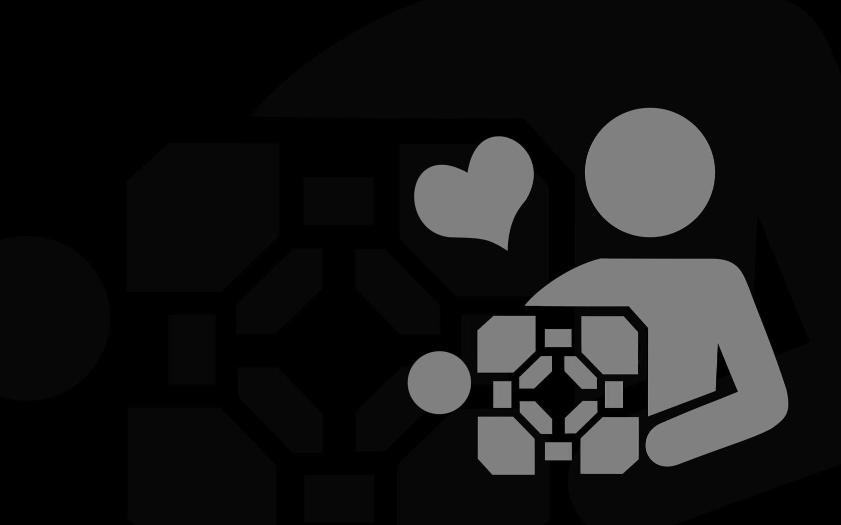 General 1680x1050 Portal (game) minimalism Companion Cube video games video game art PC gaming simple background black background heart (design)