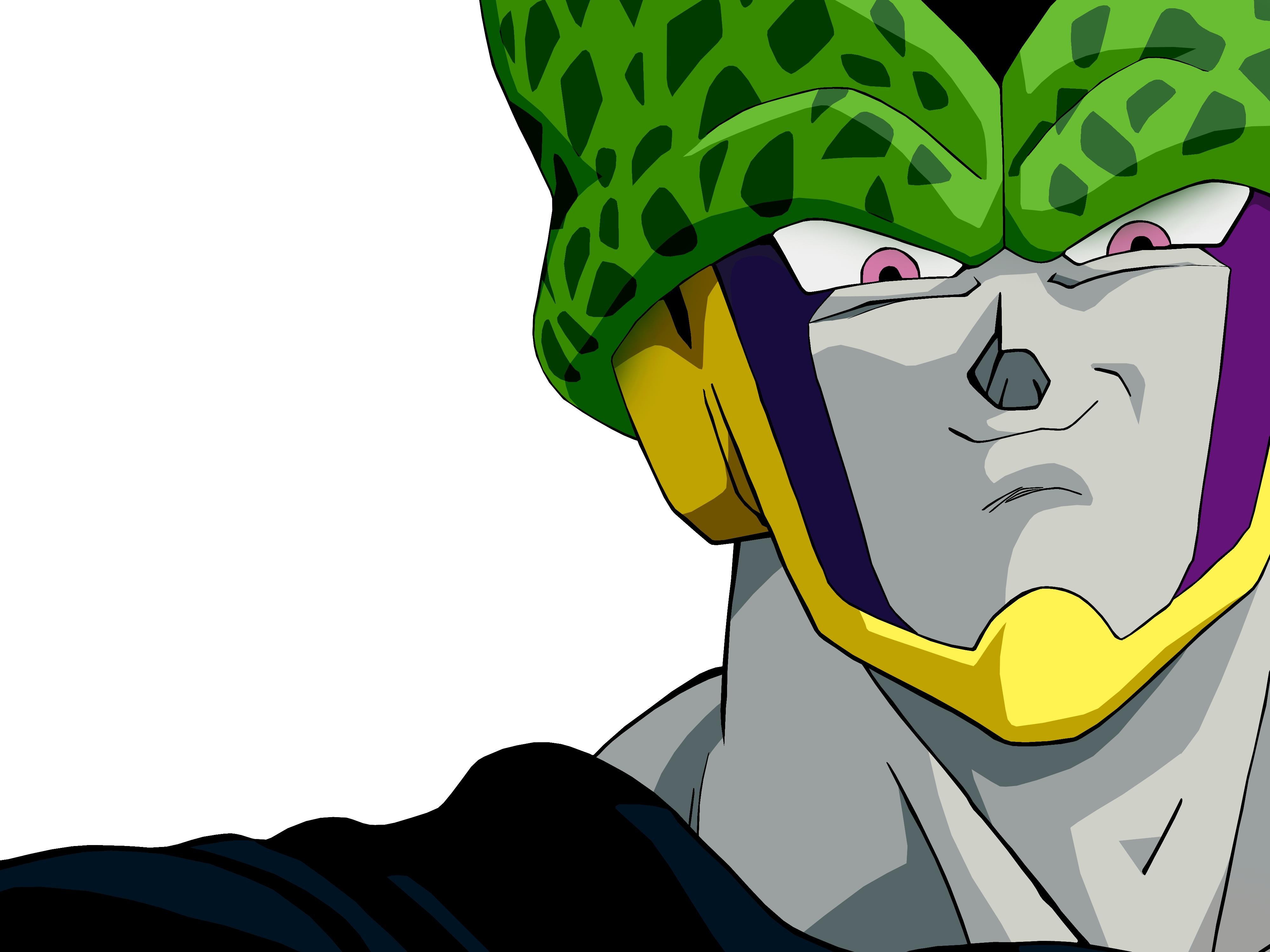Anime 4000x3000 Dragon Ball Dragon Ball Z Cell (character) anime simple background white background pink eyes