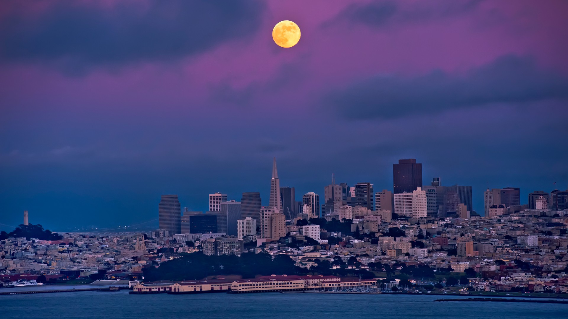 General 1920x1080 cityscape landscape Moon building San Francisco USA