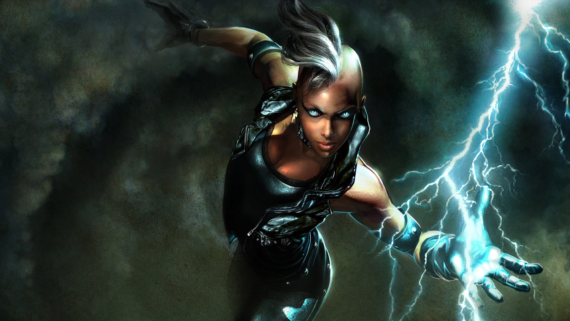 General 1920x1080 Marvel Comics Storm (character) superheroines X-Men women boobs artwork glowing eyes lightning