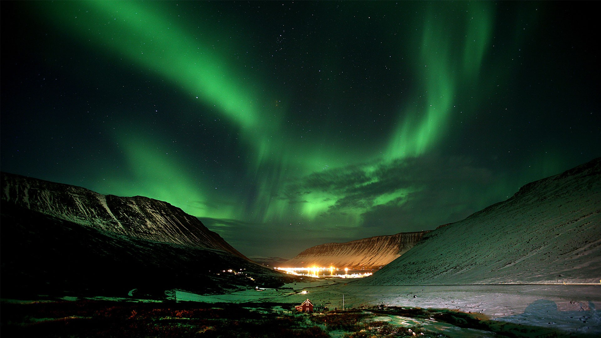 General 1920x1080 aurorae sky nature Norway mountains green stars nordic landscapes