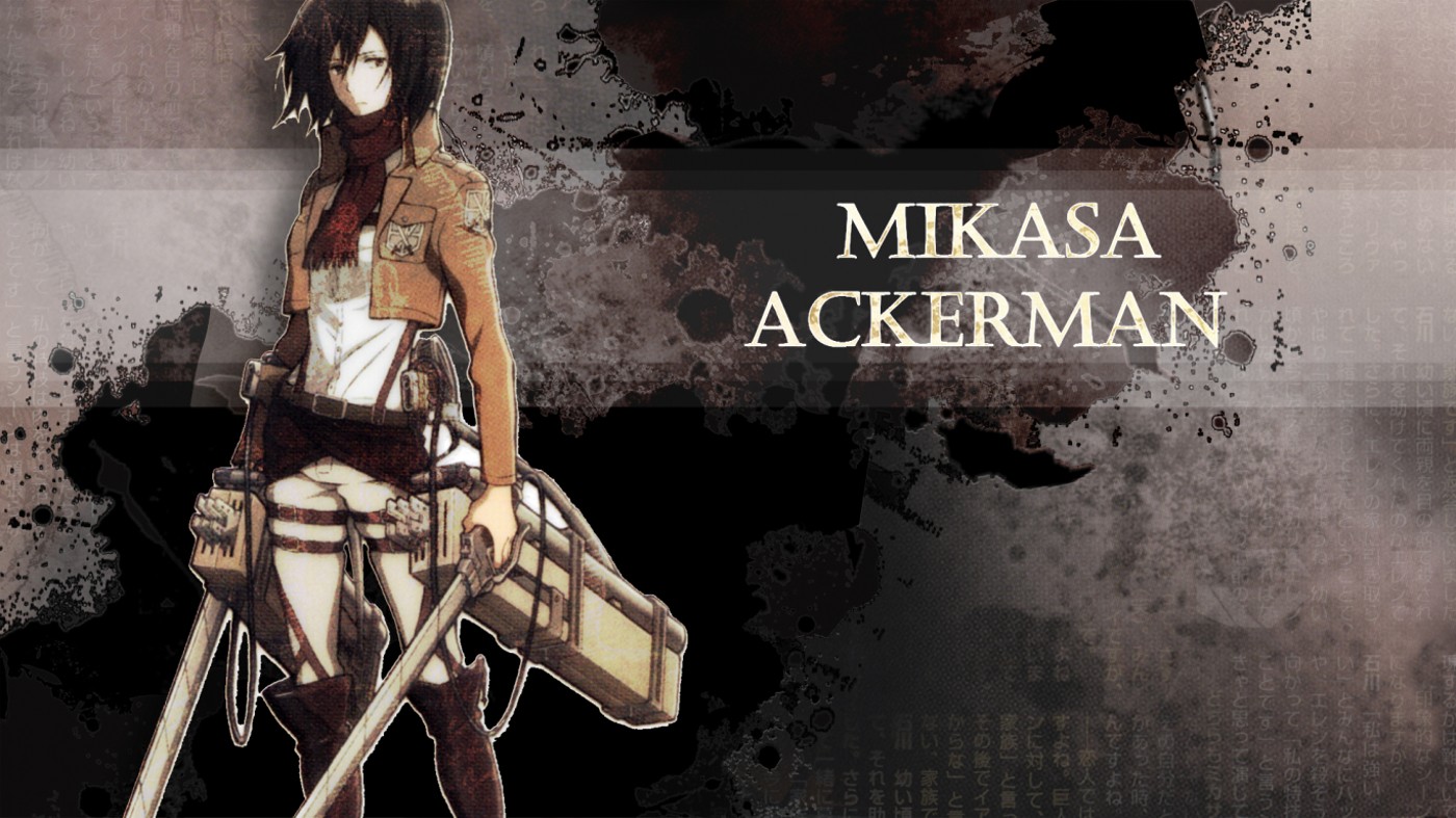 Anime 1400x787 Shingeki no Kyojin Mikasa Ackerman anime anime girls women with swords standing dark hair