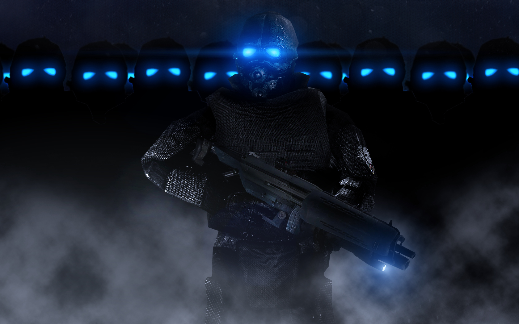 General 1680x1050 Half-Life 2 Combine video game art blue eyes dark weapon glowing eyes digital art helmet science fiction PC gaming