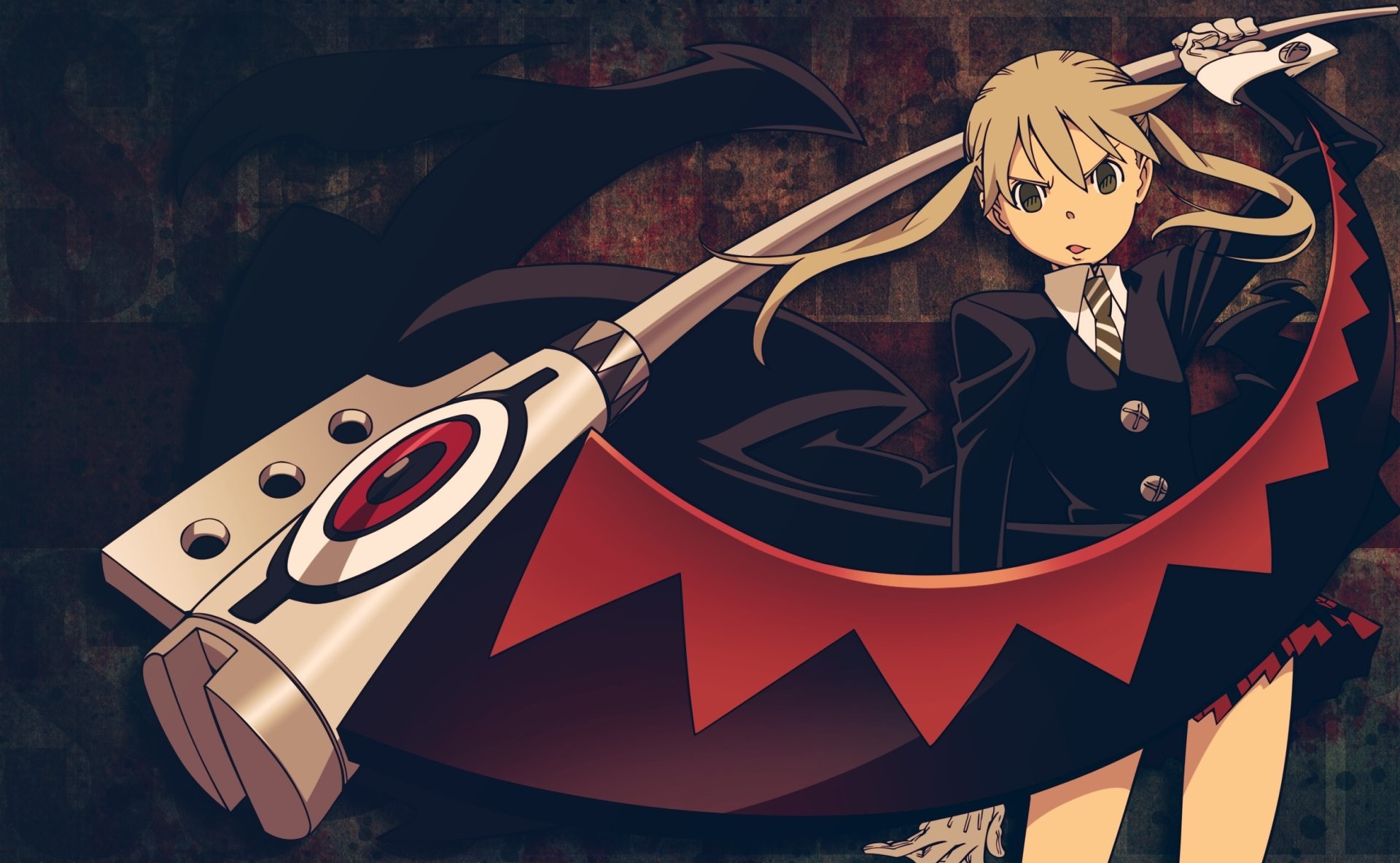 Anime 1920x1184 Soul Eater Maka Albarn anime anime girls scythe tie blonde angry