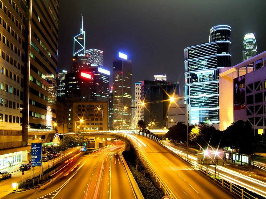 General 1024x768 long exposure cityscape night traffic Hong Kong Asia city city lights