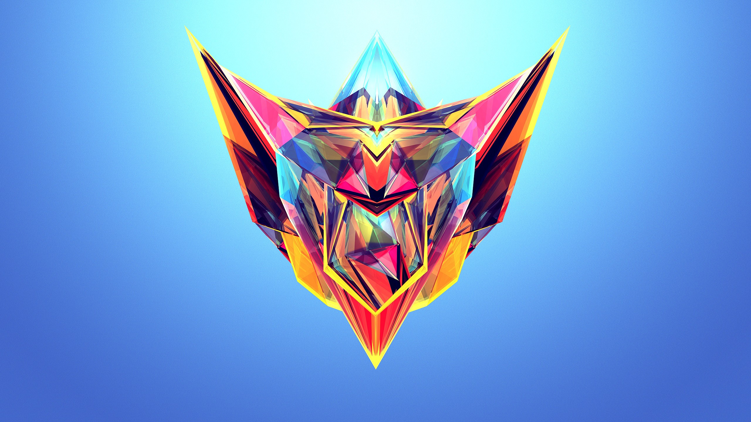 General 2560x1440 abstract artwork colorful Justin Maller facets gradient digital art 3D Abstract simple background CGI blue background