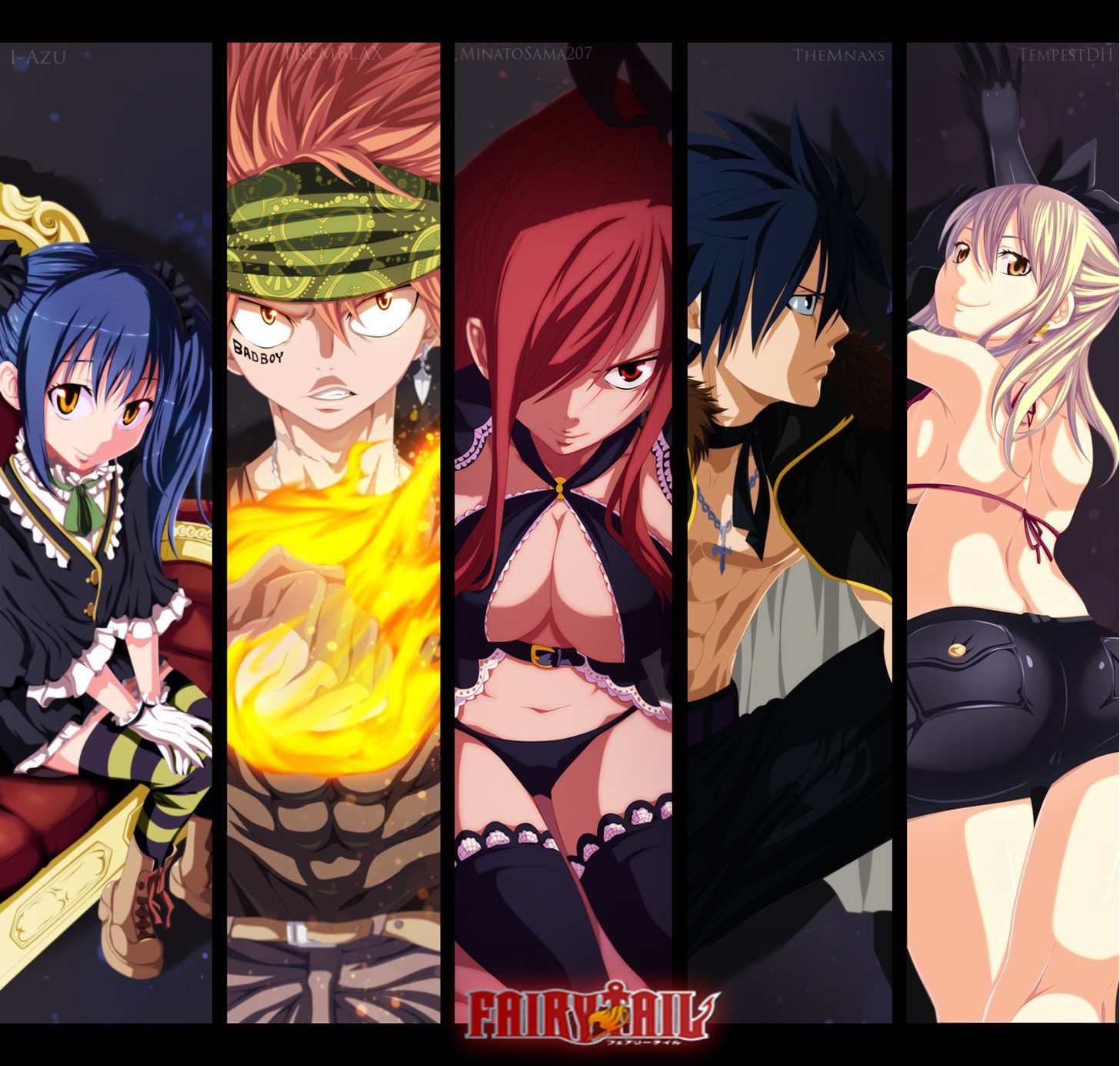 Anime 1456x1385 anime Fairy Tail Dragneel Natsu Heartfilia Lucy  Fullbuster Gray  Scarlet Erza Marvell Wendy  collage big boobs anime girls boobs