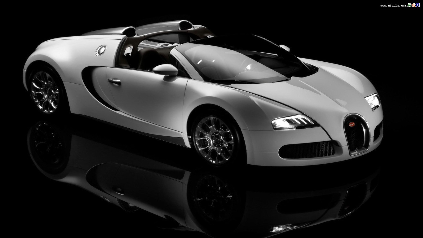 General 1366x768 car Bugatti Veyron vehicle reflection silver cars Bugatti French Cars Volkswagen Group Hypercar