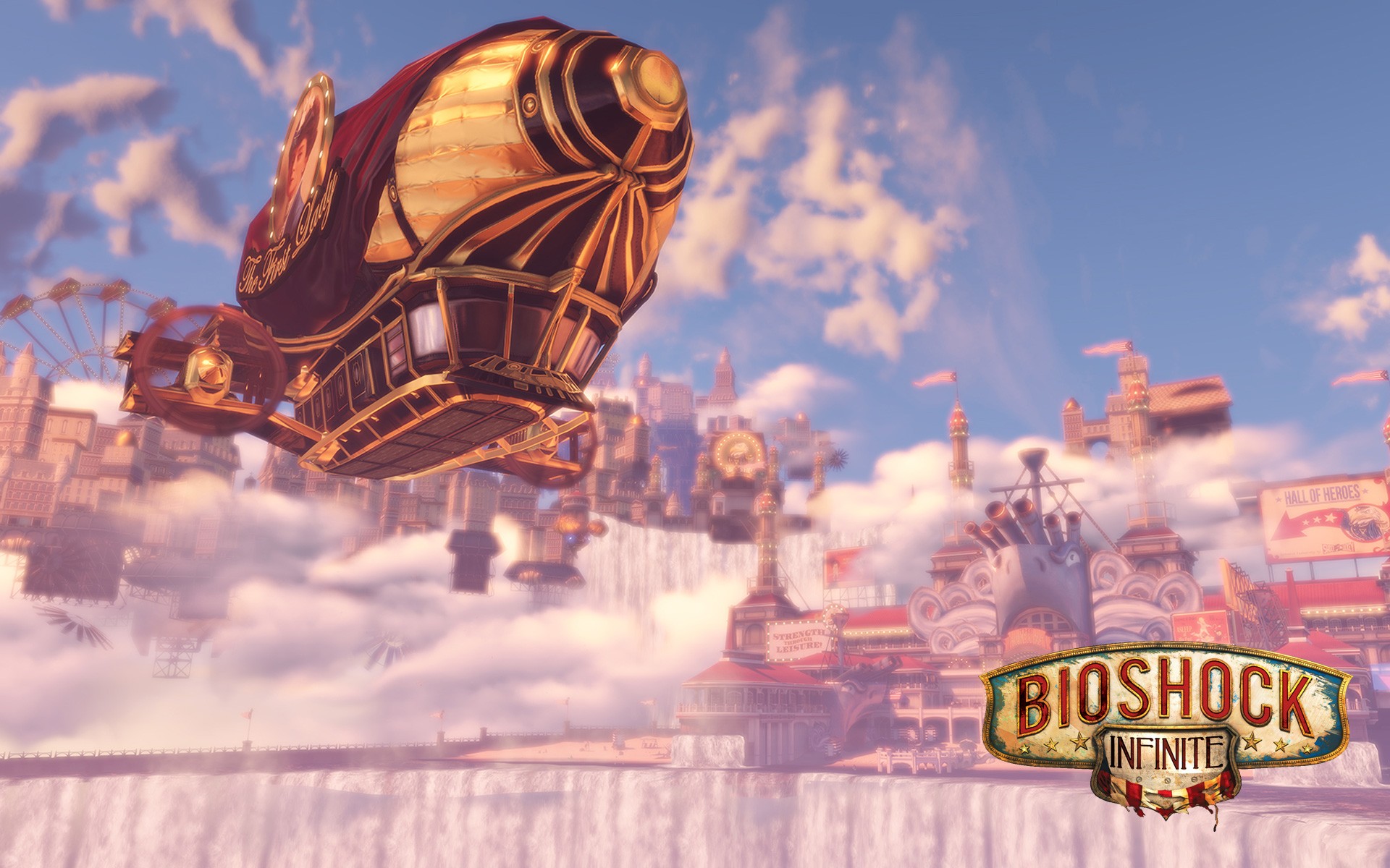 General 1920x1200 BioShock Infinite steampunk BioShock video games PC gaming airships vehicle cityscape sky clouds