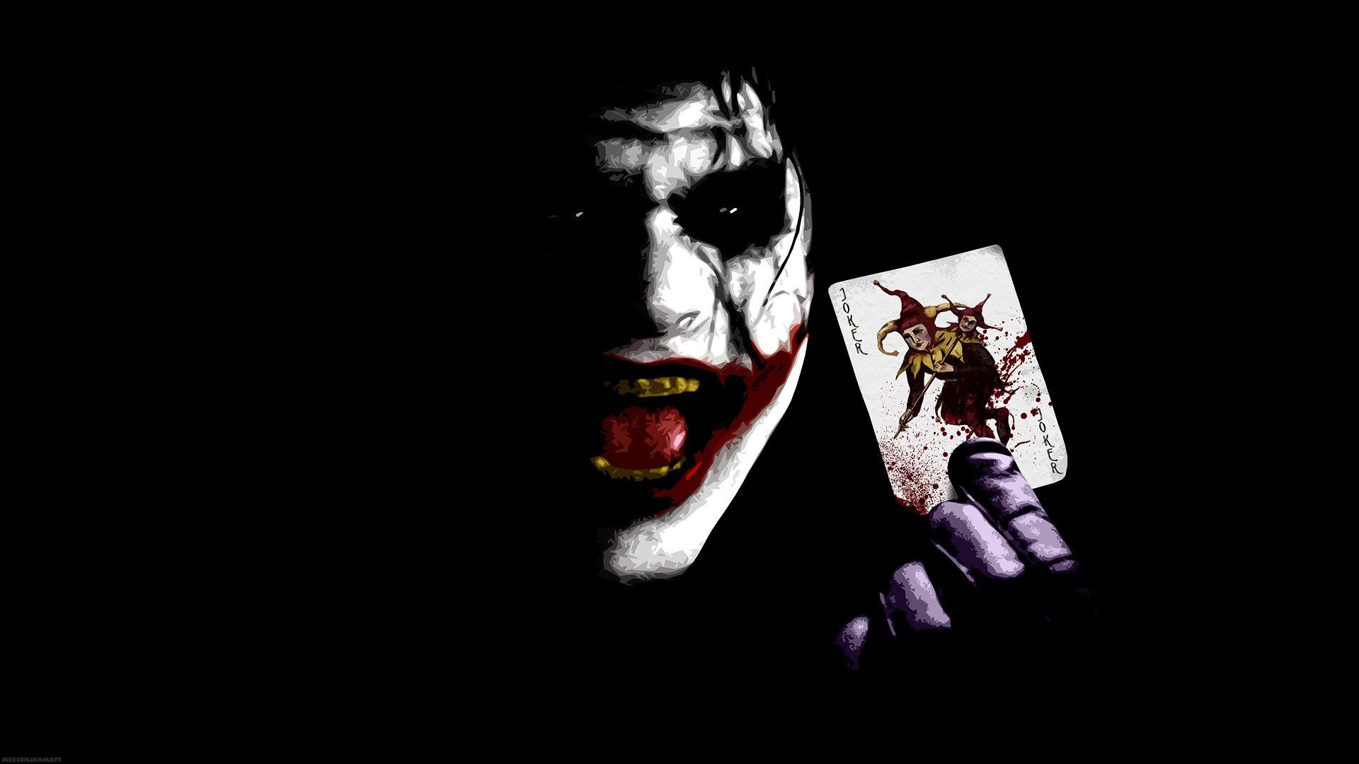 General 1920x1080 Joker black movies DC Comics playing cards simple background black background Batman The Dark Knight open mouth face villains