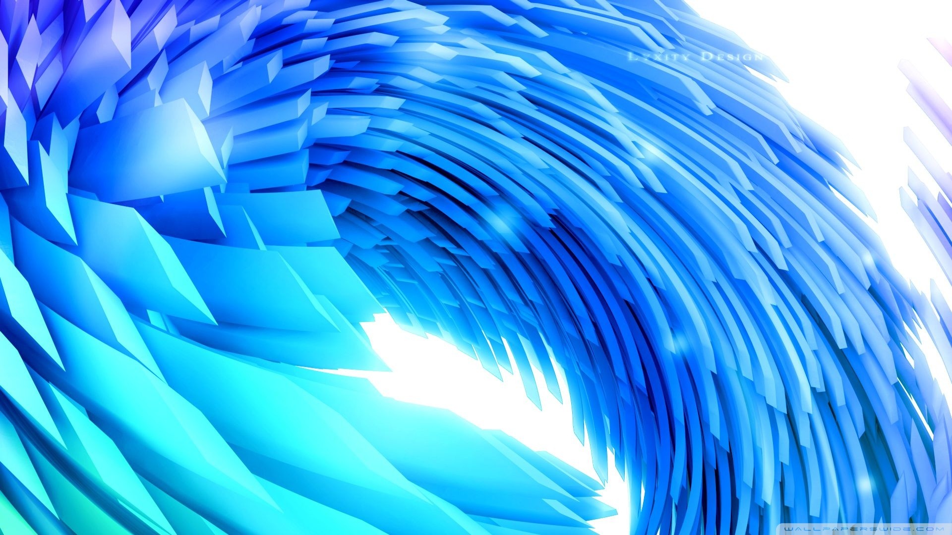 General 1920x1080 digital art CGI blue cyan white background abstract 3D Abstract
