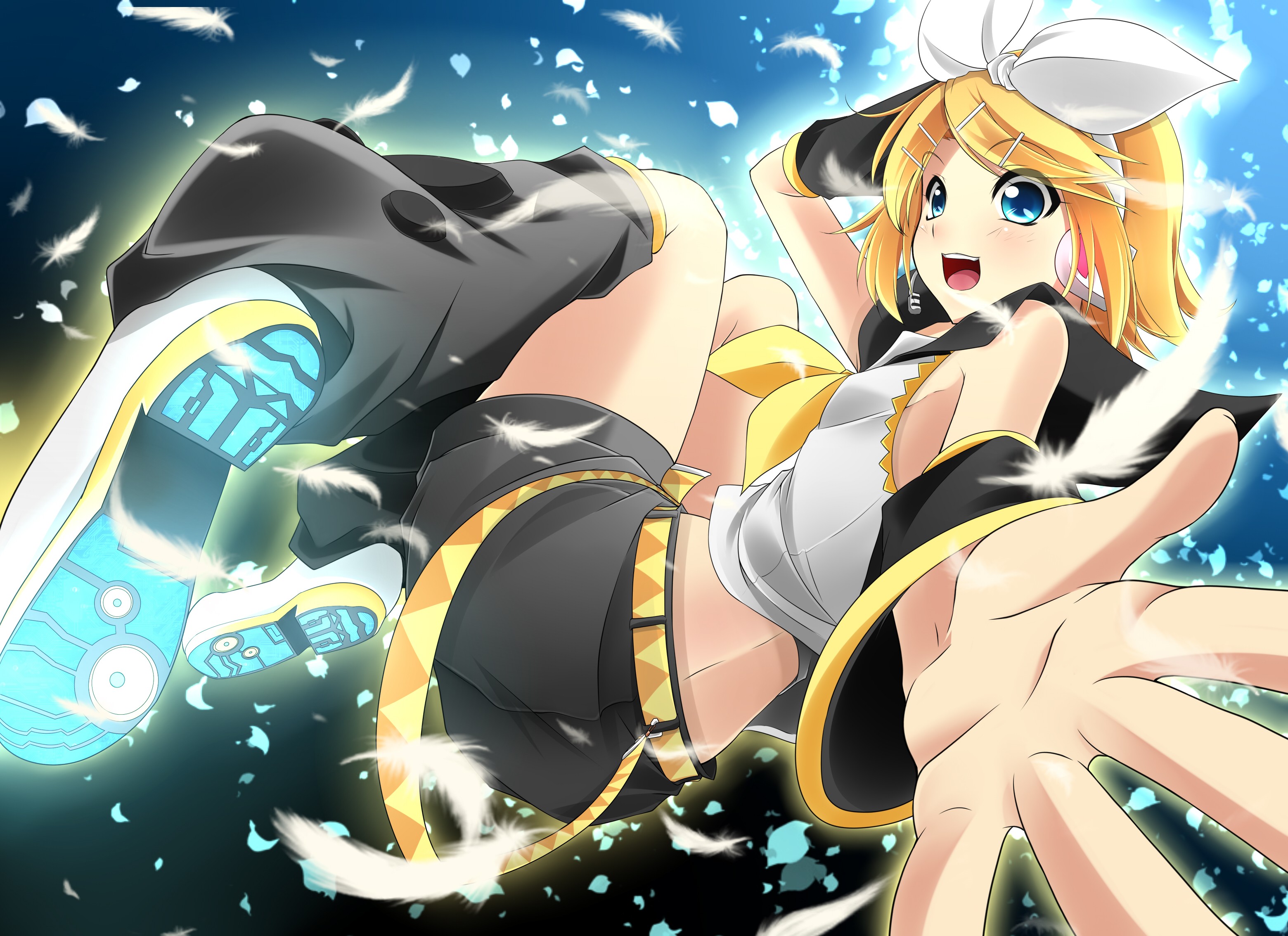 Anime 3120x2267 Vocaloid Kagamine Rin anime girls anime blonde blue eyes open mouth
