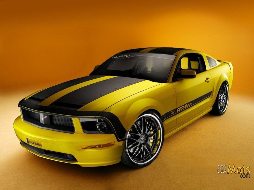 General 1024x768 car yellow cars vehicle orange background Ford Ford Mustang muscle cars American cars