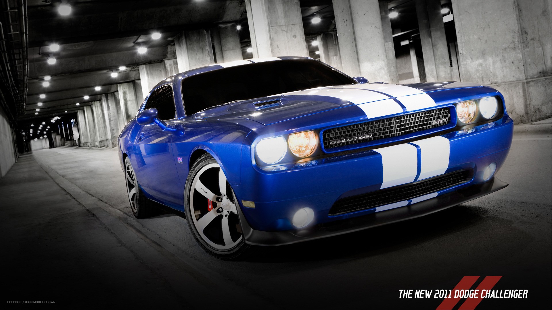 General 1920x1080 car blue cars Dodge Dodge Challenger racing stripes 2011 (Year) vehicle muscle cars American cars Stellantis