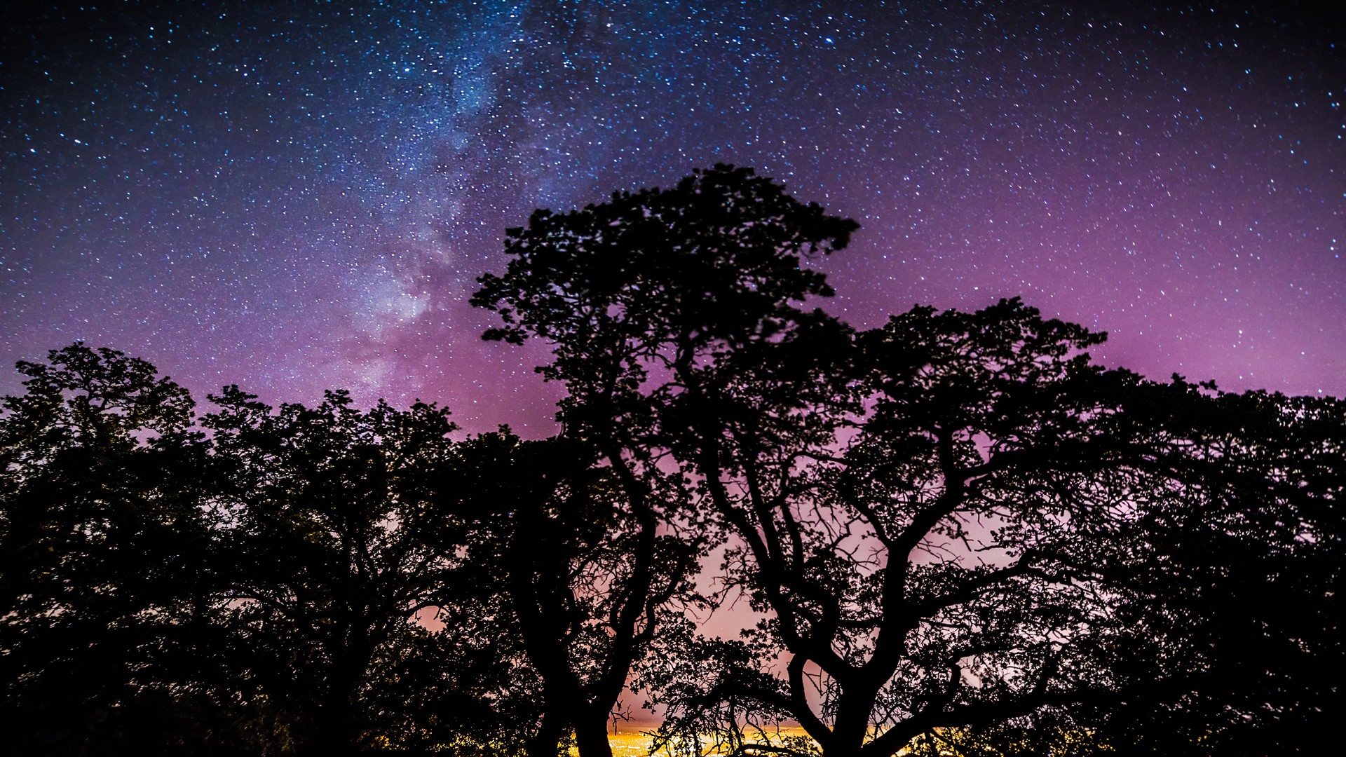 General 1920x1080 stars trees galaxy nature night sky night sky silhouette