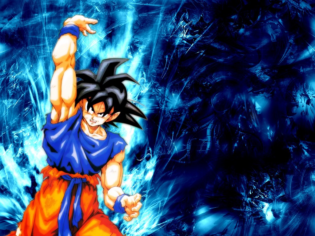Anime 1024x768 Dragon Ball Dragon Ball Z Son Goku anime boys arms up dark hair muscles Dragon Ball Super