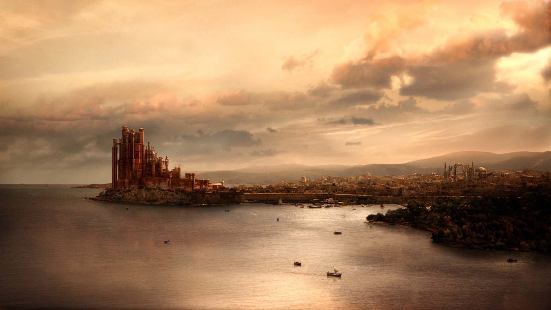 General 1920x1080 Game of Thrones TV series fantasy art sky sunlight castle