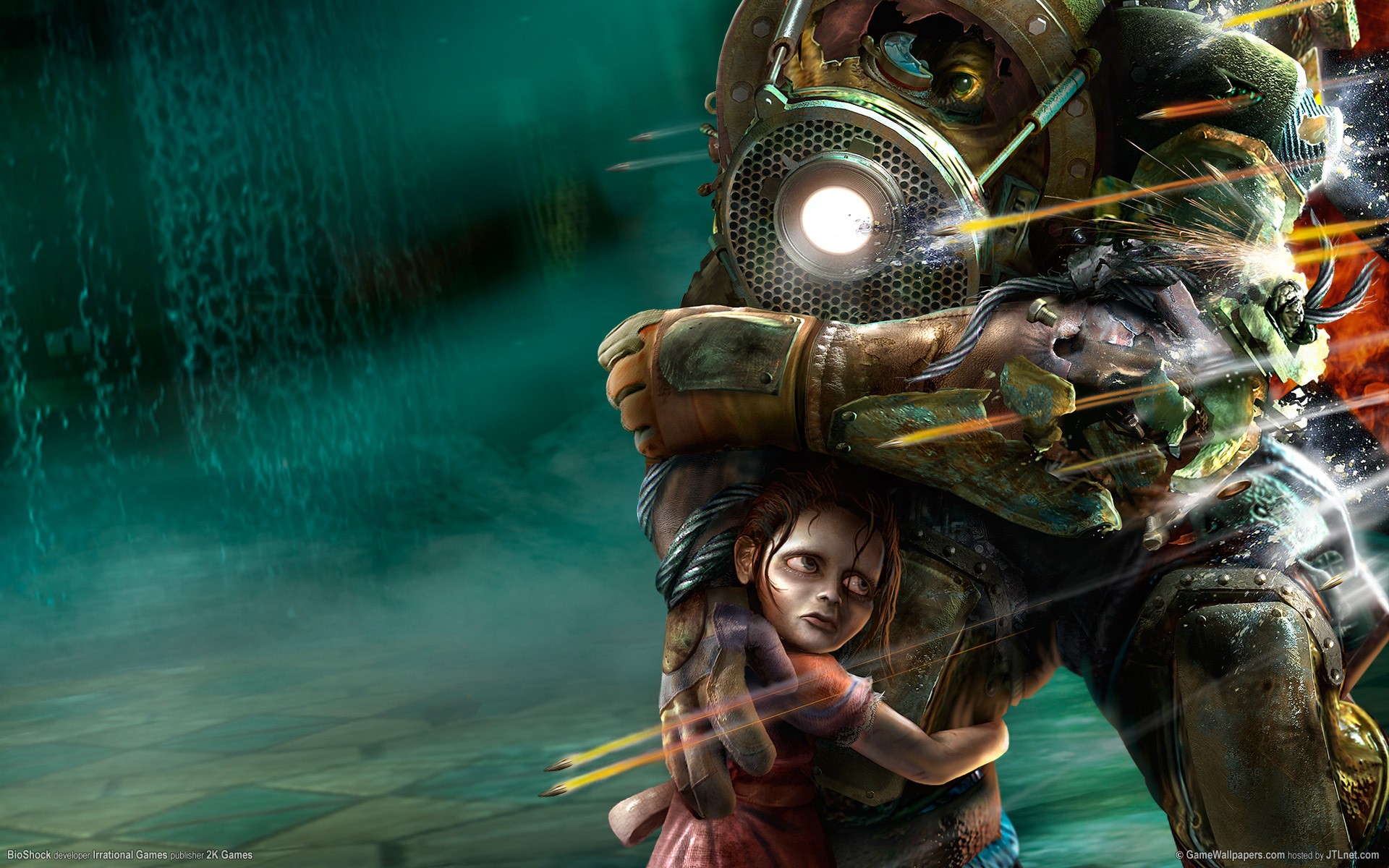 General 1920x1200 BioShock Big Daddy Little Sister video games PC gaming video game art 2K Games Irrational Games
