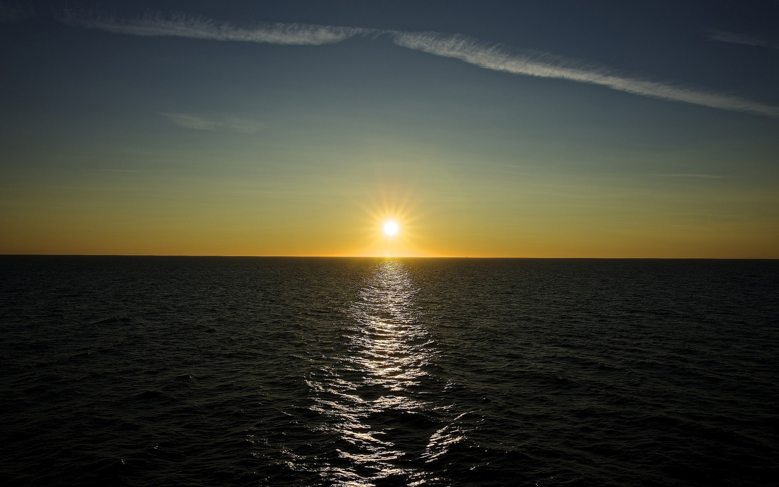 General 2560x1600 sunset sea water horizon Sun sky sunlight low light