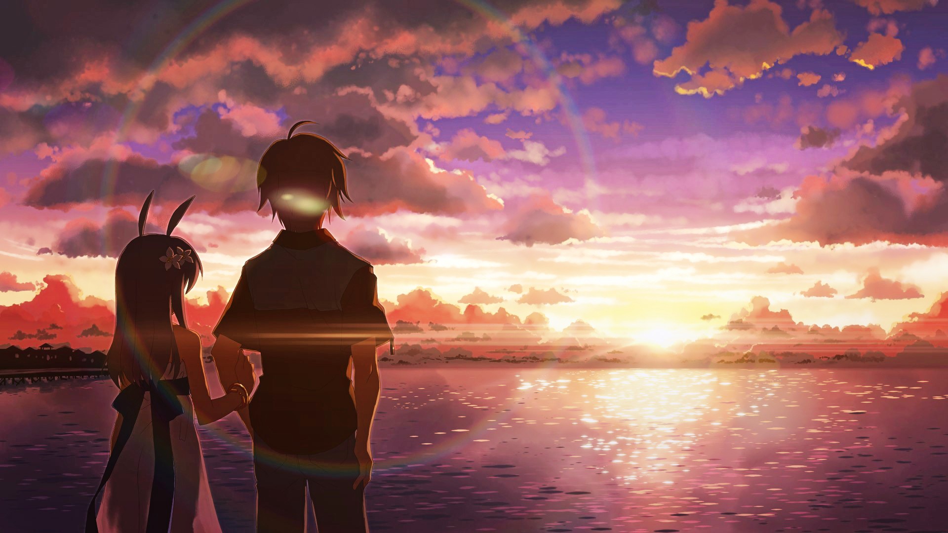 Anime 1920x1080 anime girls anime anime boys DJ Max landscape Yuuki Tatsuya sky sunlight outdoors water standing clouds