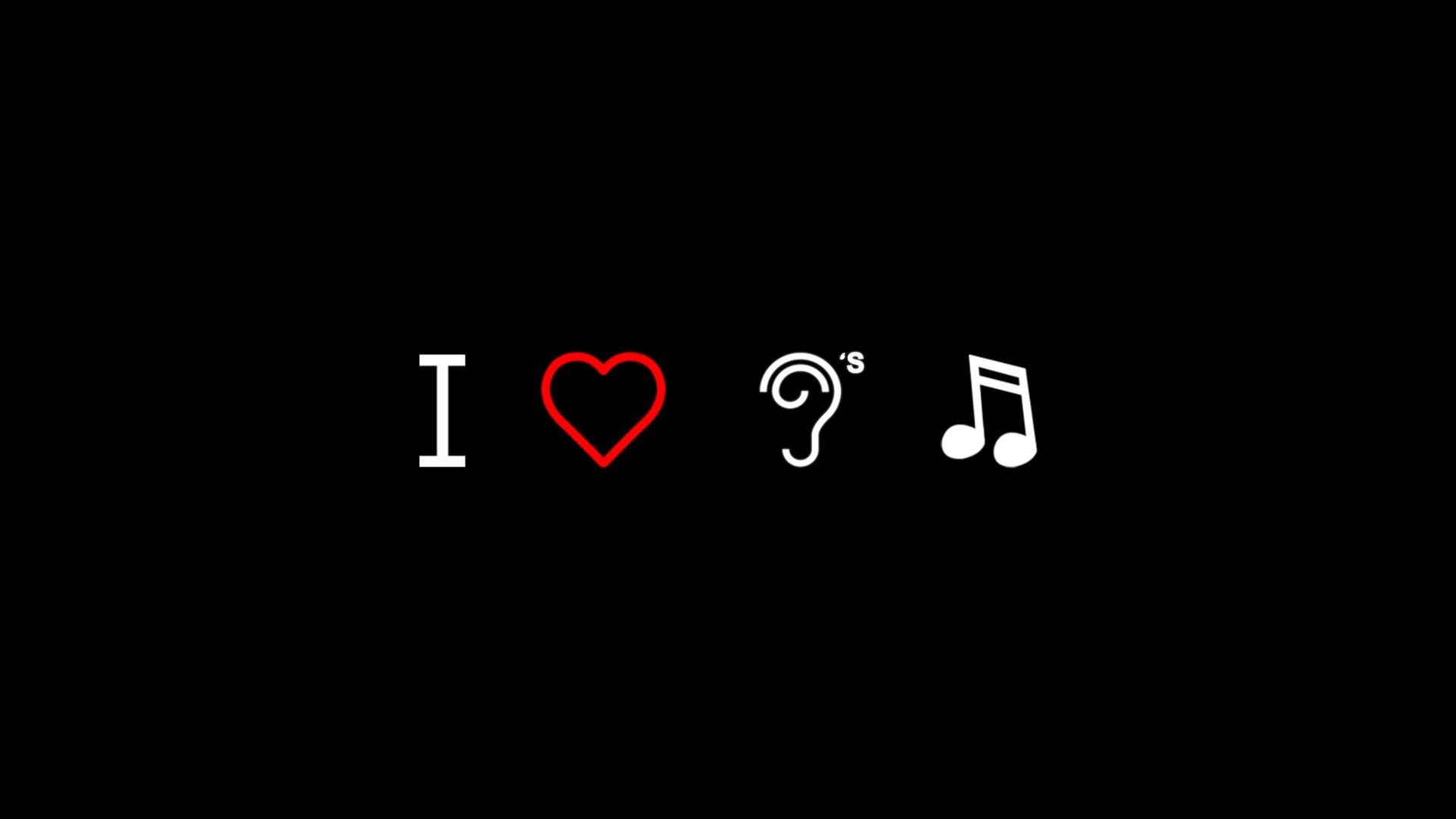 General 1920x1080 minimalism musical notes heart (design) simple background music black background