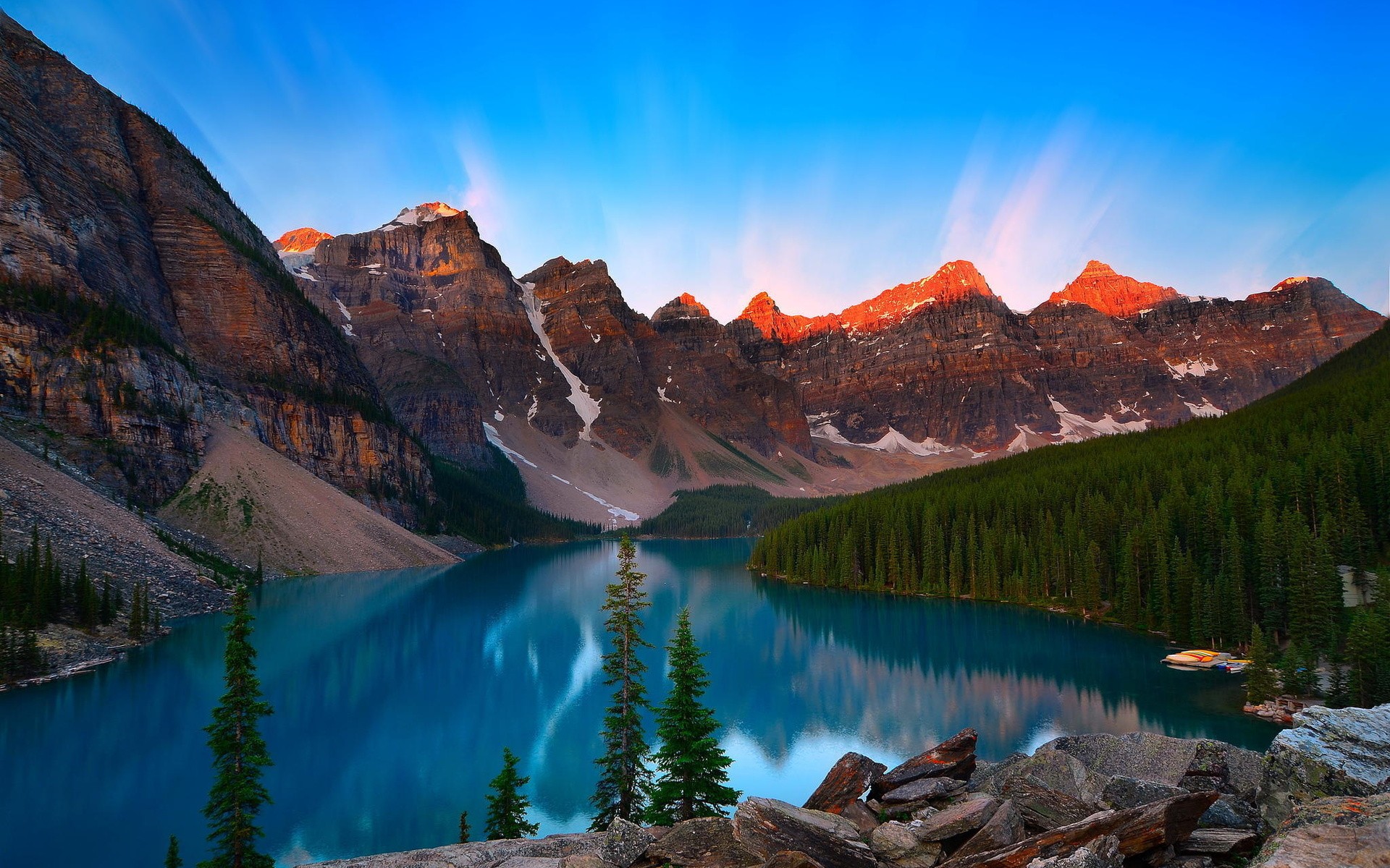 General 1920x1200 nature colorful photography landscape lake outdoors rocks Moraine Lake mountains Canada Banff National Park
