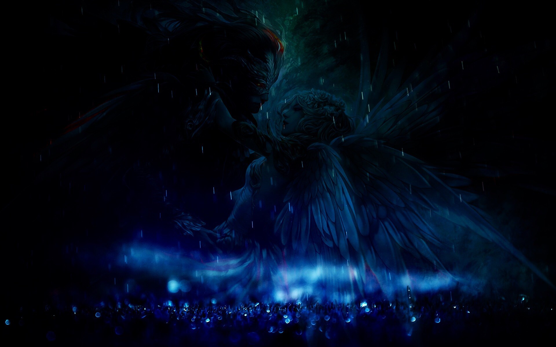 General 1920x1200 rain angel devil crystal  fantasy art dark creature wings digital art women