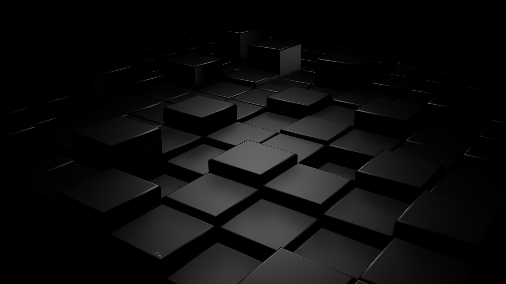 General 1920x1080 abstract digital art cube dark CGI 3D Blocks 3D Abstract
