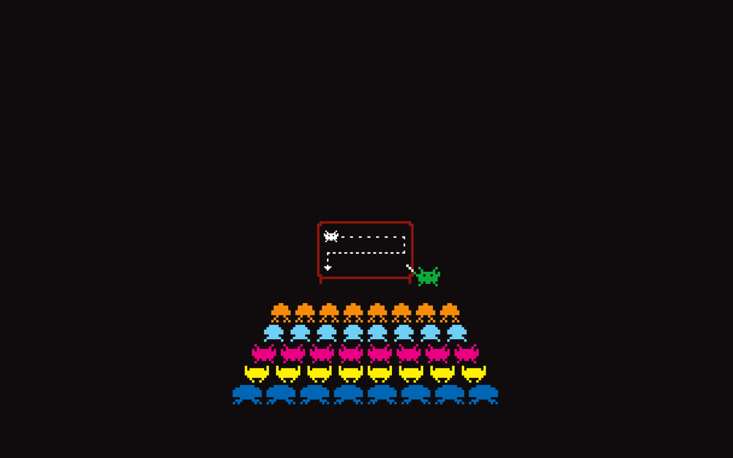 General 1440x900 Space Invaders simple background minimalism video games retro games black background pixel art humor video game art