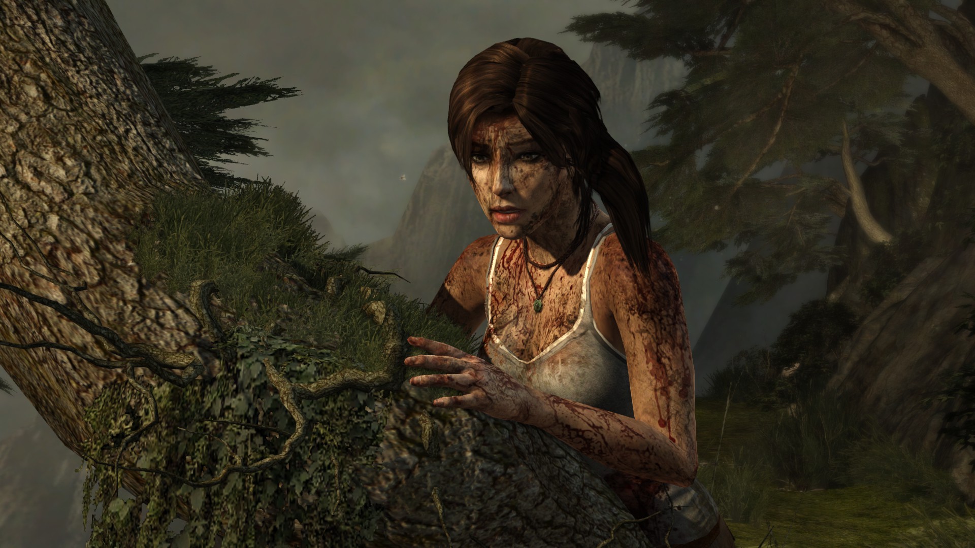 General 1920x1080 video games Tomb Raider Tomb Raider (2013) video game girls Lara Croft (Tomb Raider) blood necklace brunette video game characters