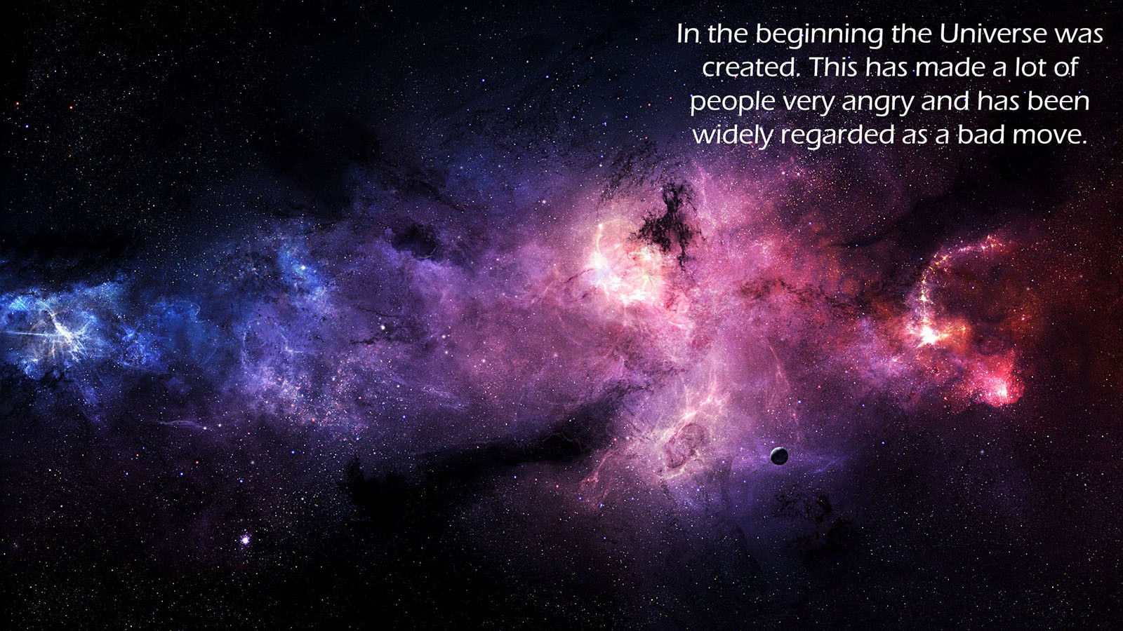 General 1600x900 space universe The Hitchhiker's Guide to the Galaxy space art humor Douglas Adams quote text