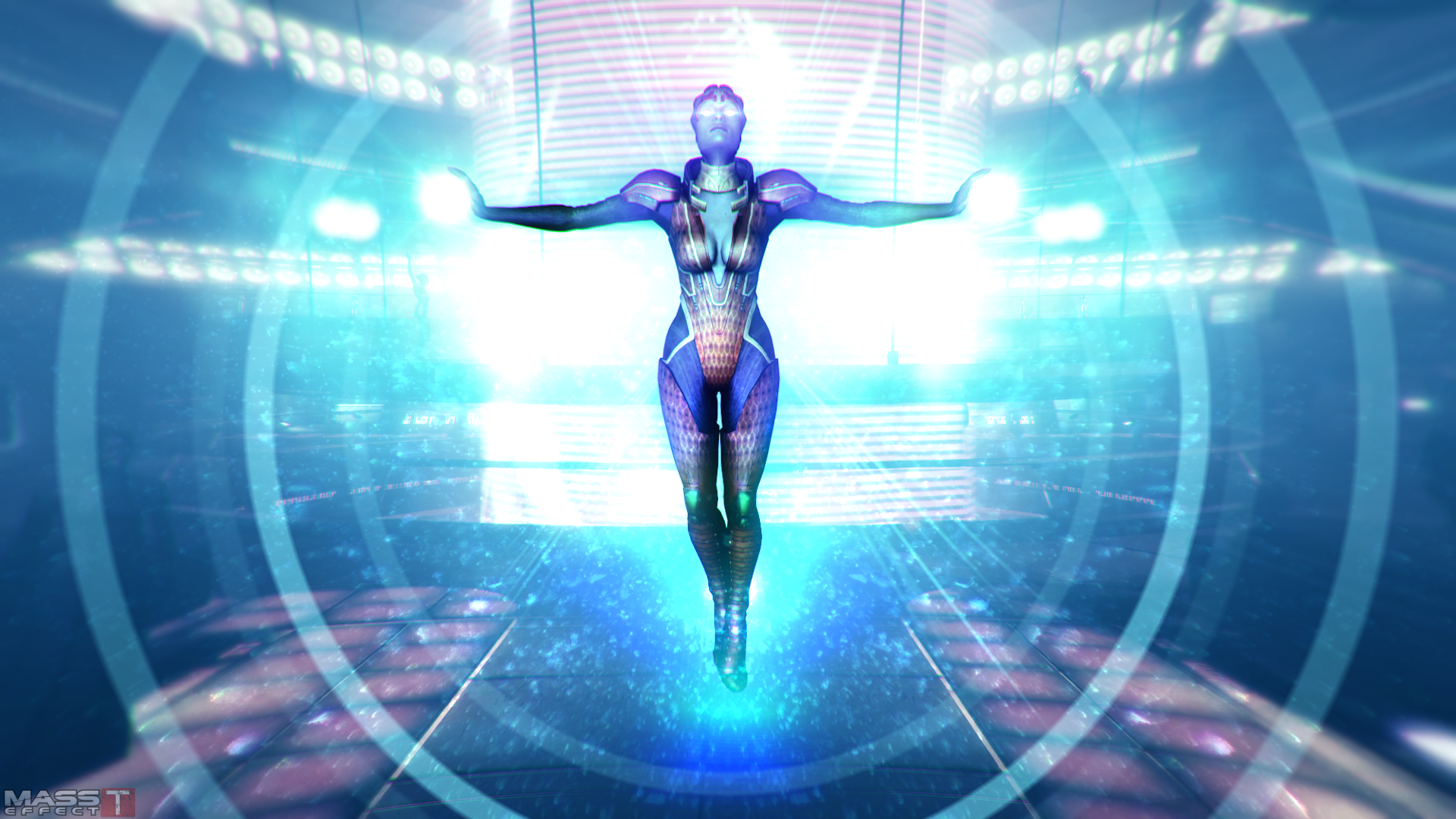 General 1920x1080 video games Mass Effect 2 Asari Samara cyan science fiction science fiction women PC gaming Mass Effect glowing eyes video game girls