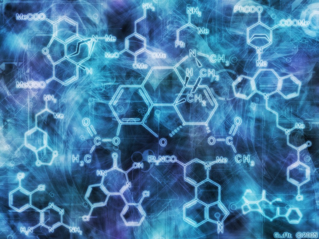 General 1024x768 chemistry science digital art 2005 (Year) blue cyan formula