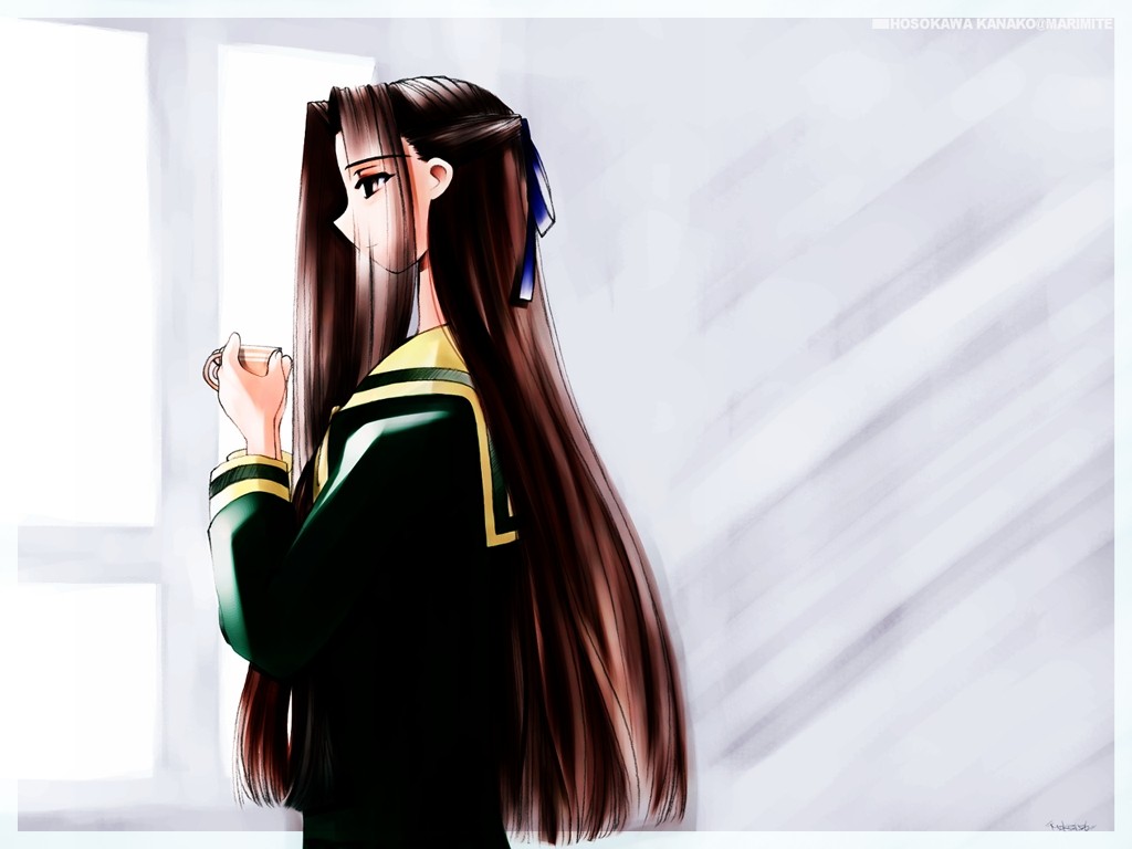 Anime 1024x768 anime girls school uniform long hair anime standing simple background white background