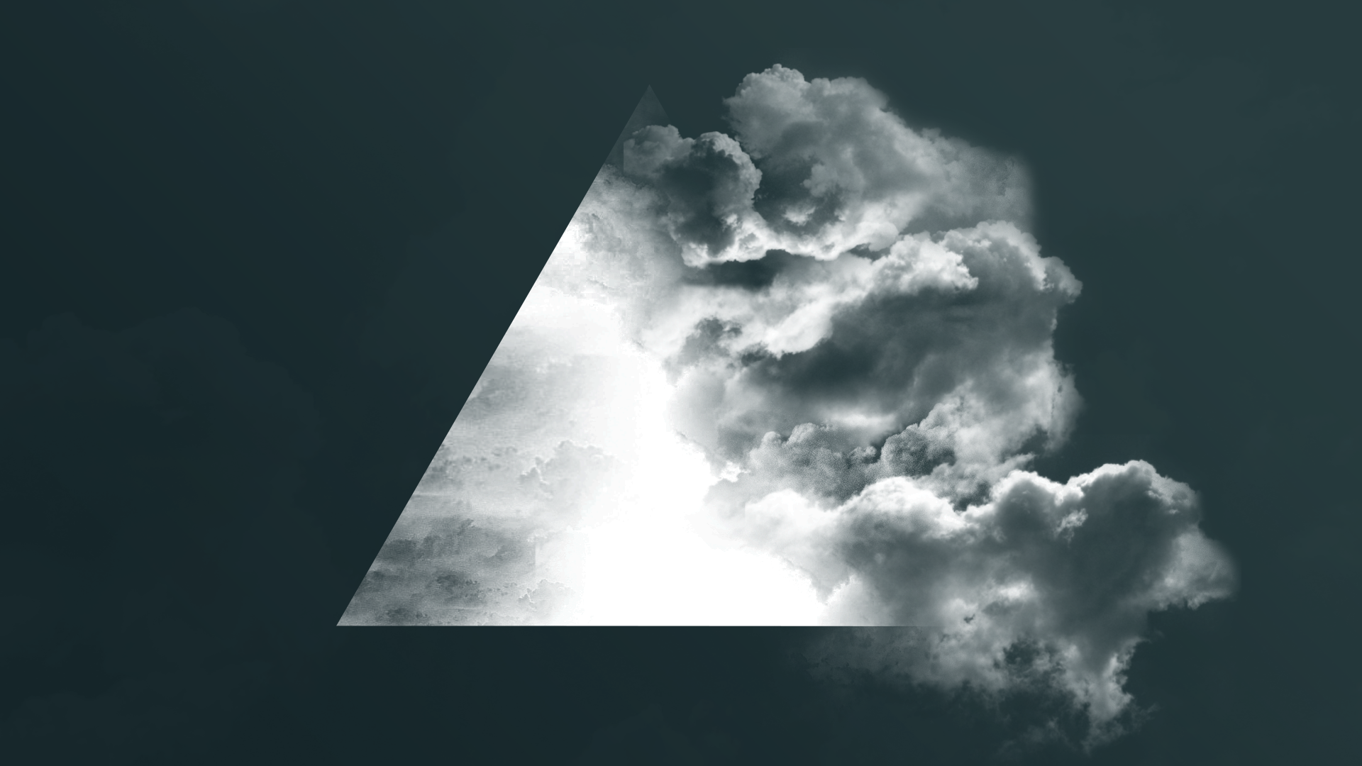 General 1920x1080 triangle clouds Moon lights minimalism digital art geometry monochrome