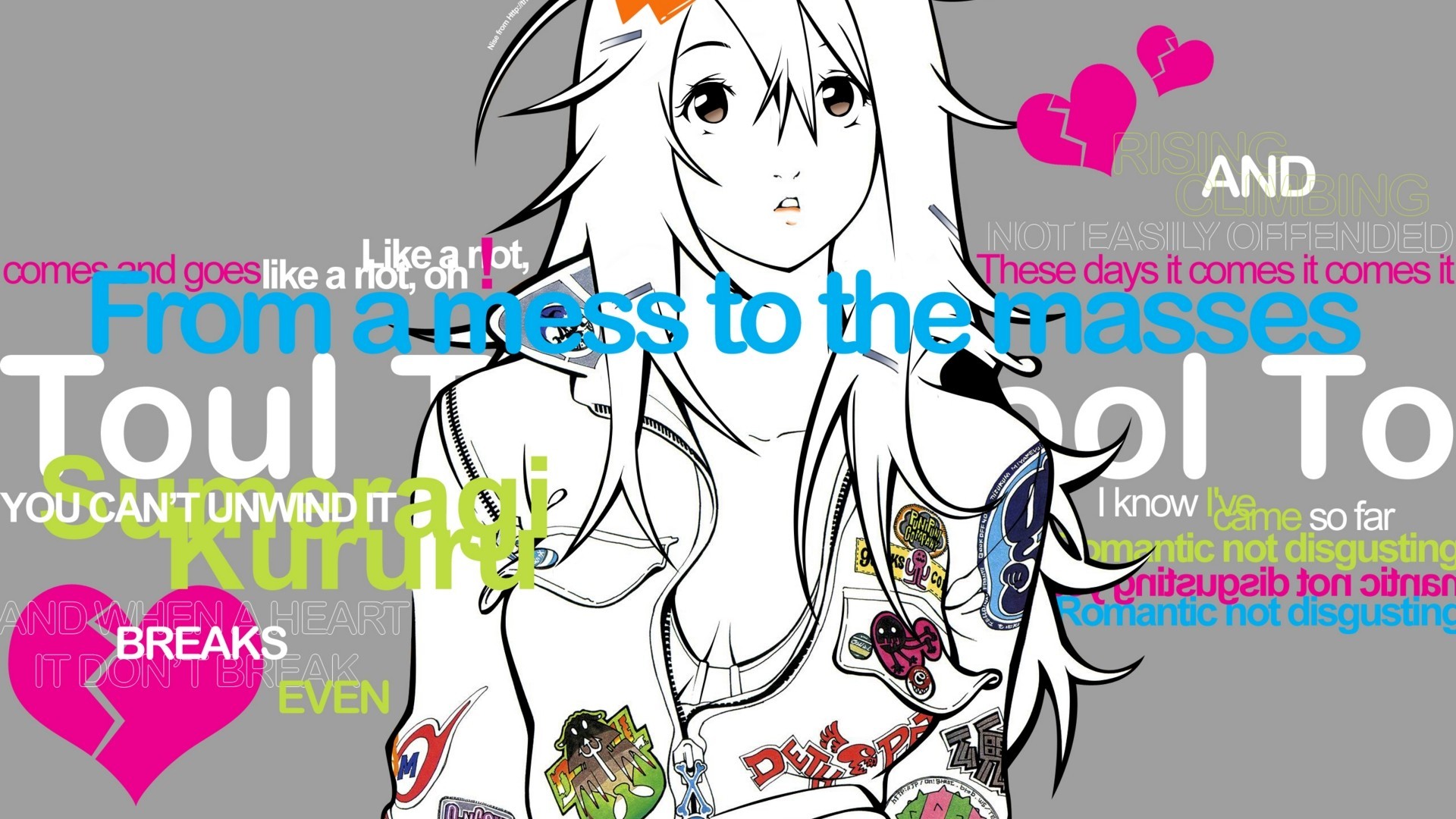 General 1920x1080 Air Gear typography anime girls anime simple background gray background