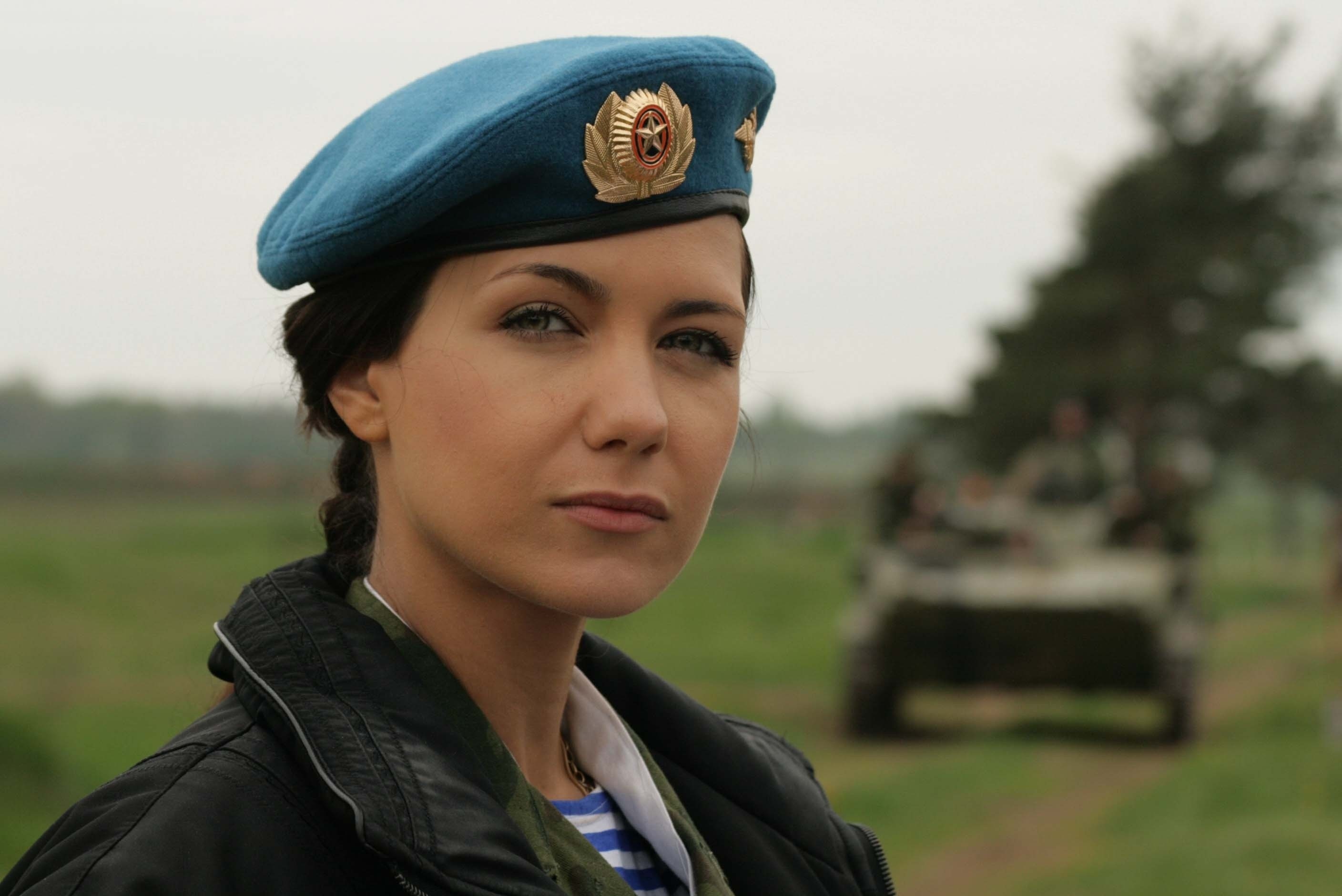 People 2816x1880 women soldier depth of field uniform brunette Russian Ekaterina Klimova berets Military Beret