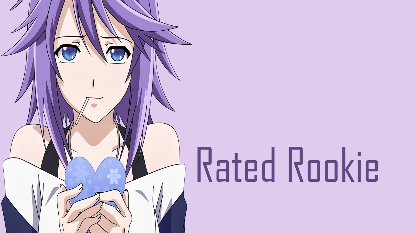 Anime 1366x768 Rosario + Vampire anime girls anime heart (design) blue eyes simple background typography looking at viewer face