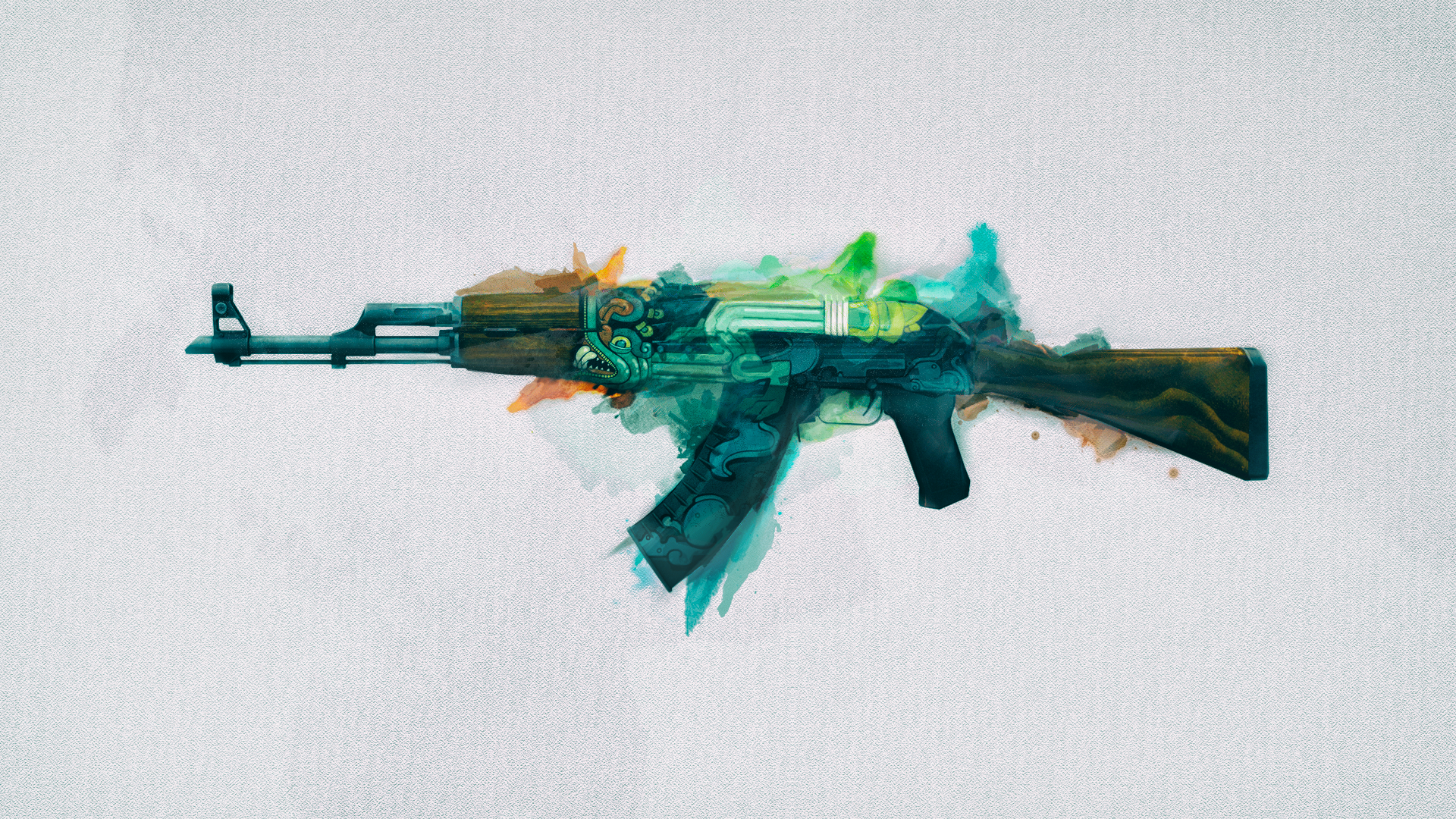 General 1920x1080 Counter-Strike: Global Offensive AKM weapon PC gaming simple background turquoise cyan