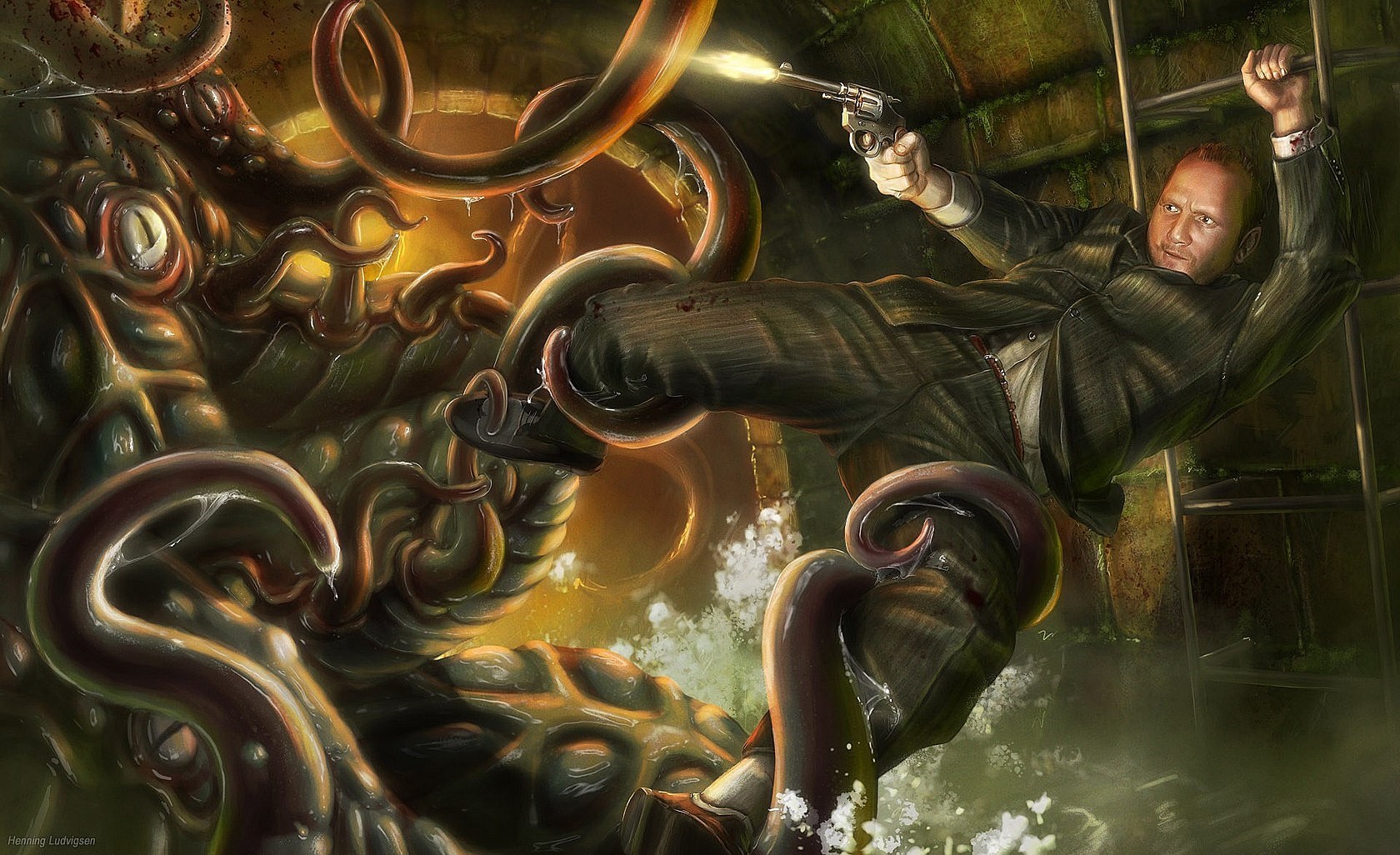 General 1680x1026 fantasy art men creature gun revolver tentacles
