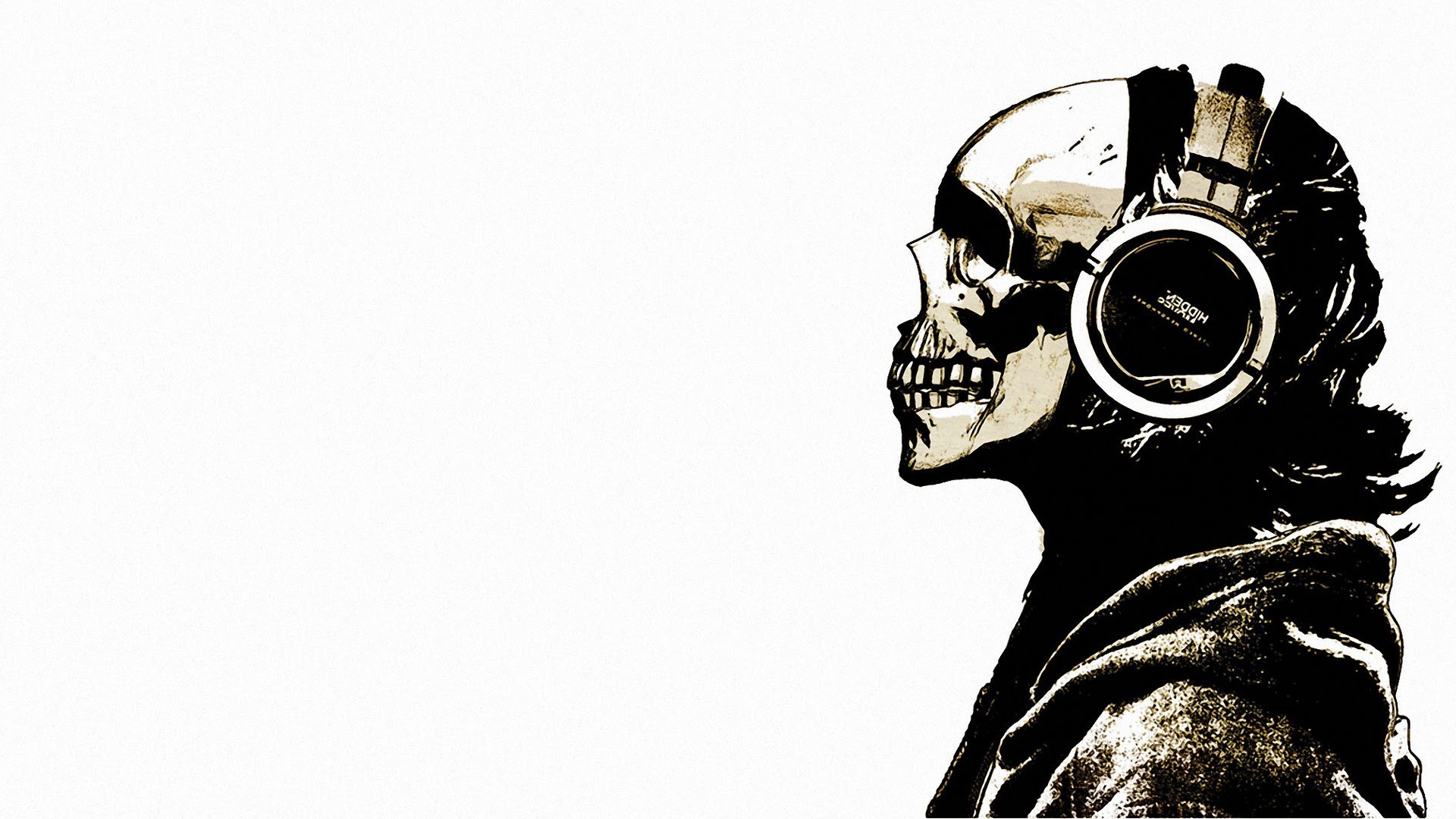 General 1920x1080 skull headphones music skeleton audio-technica artwork white background simple background