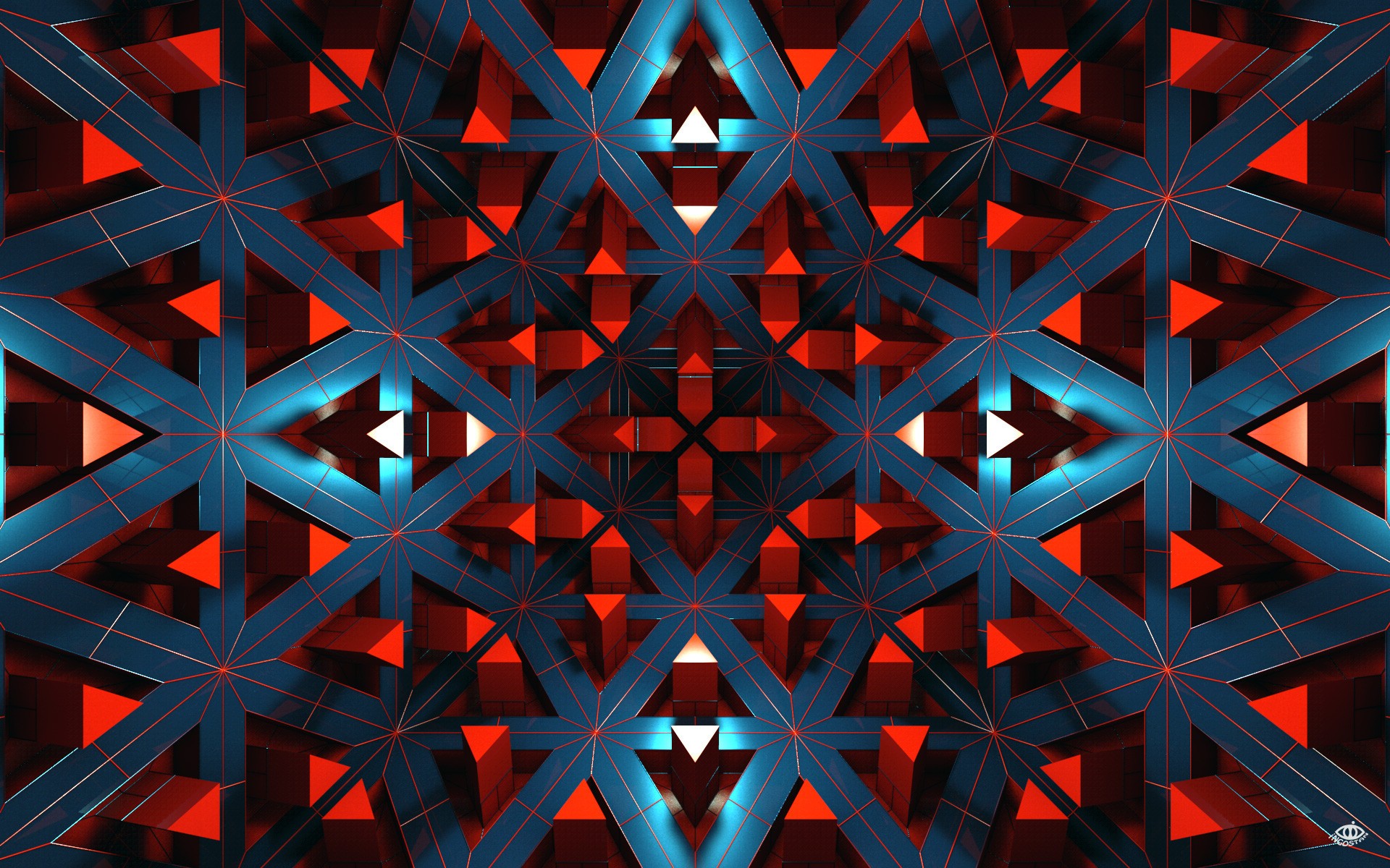 General 1920x1200 digital art abstract CGI geometry symmetry triangle mirrored lines