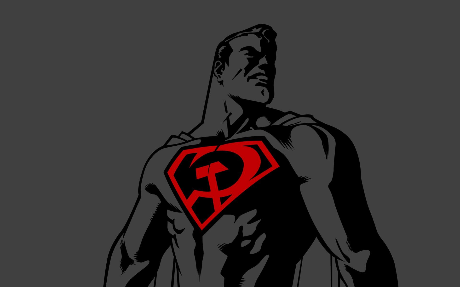 General 1920x1200 Superman comics DC Comics selective coloring gray background communism humor digital art simple background