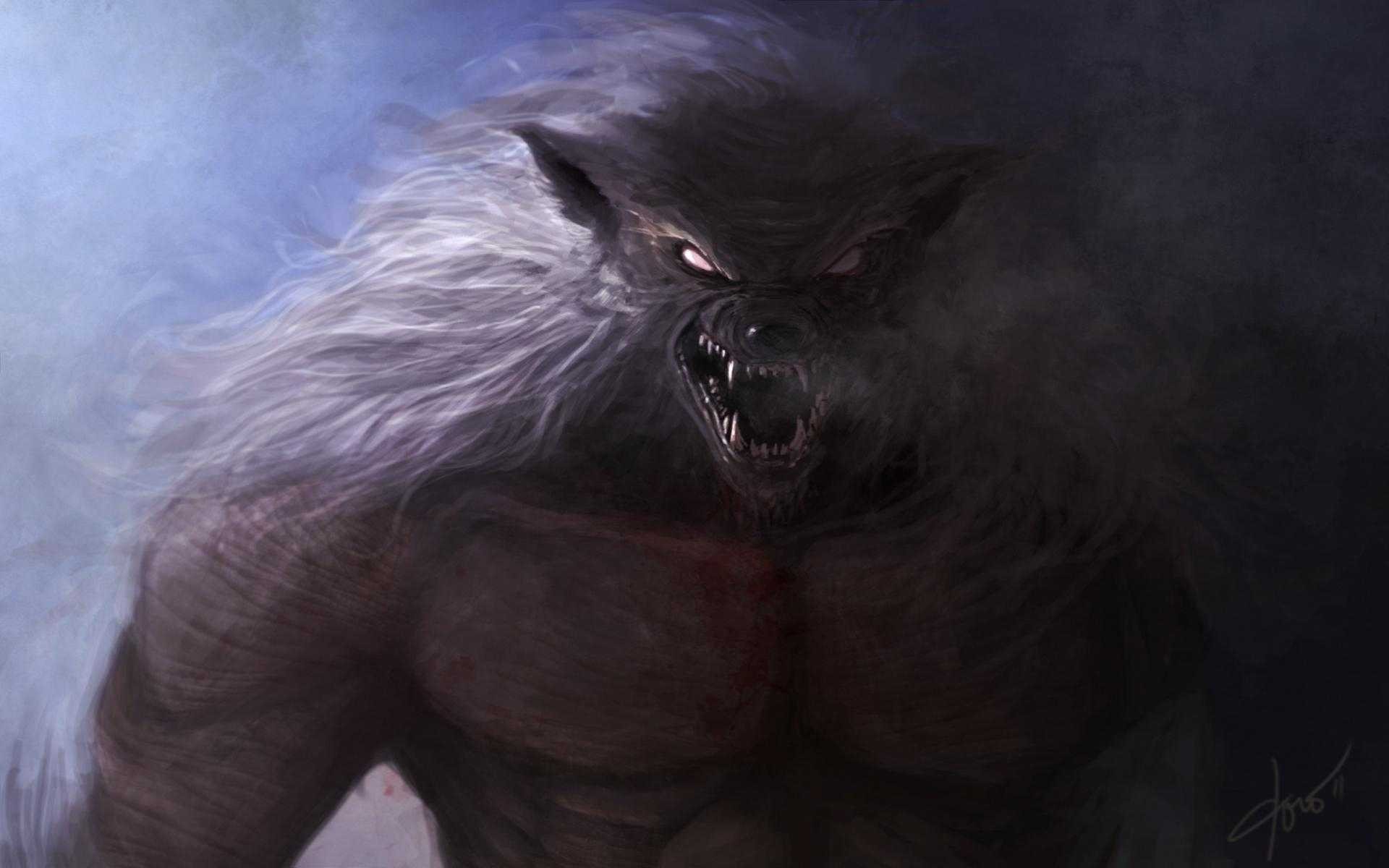 General 1920x1200 fantasy art creature artwork digital art signature pointy teeth werewolves open mouth
