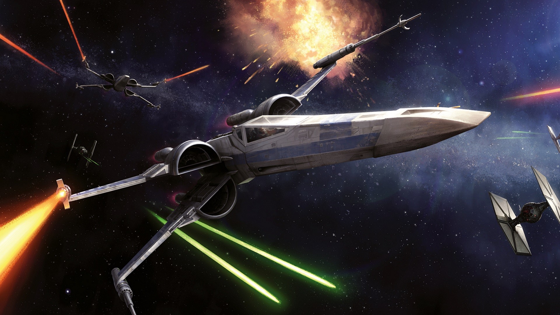 General 1920x1080 Star Wars space spaceship X-wing laser lasers science fiction artwork Star Wars Ships space battle