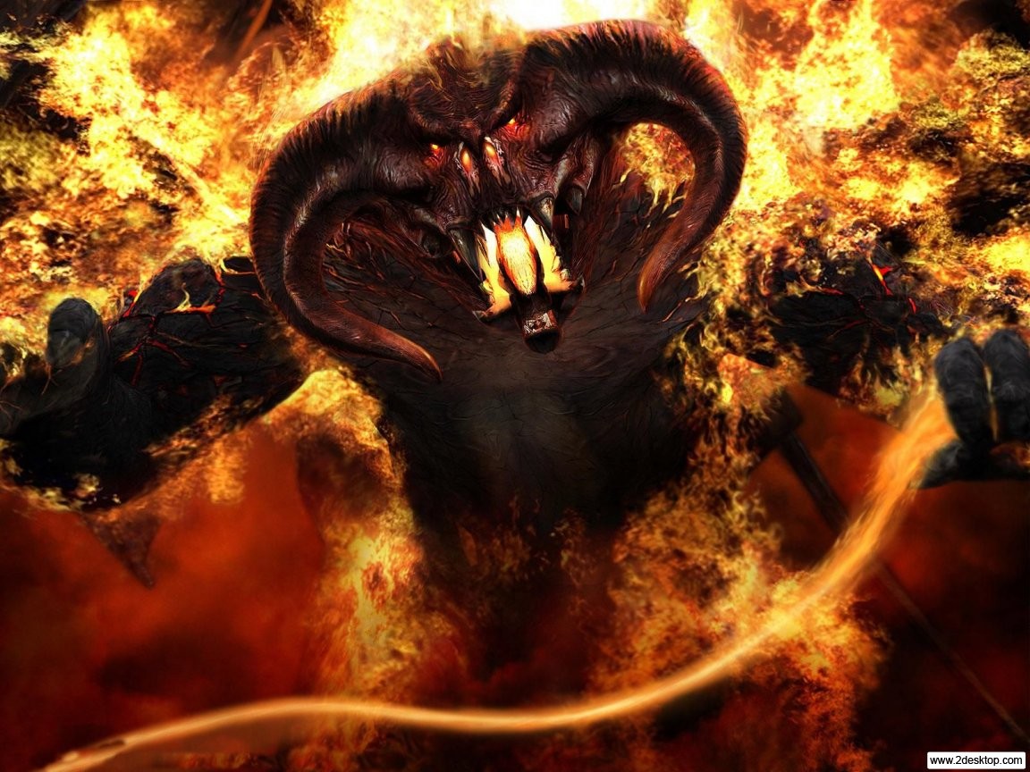 General 1152x864 Balrog The Lord of the Rings fantasy art demon creature