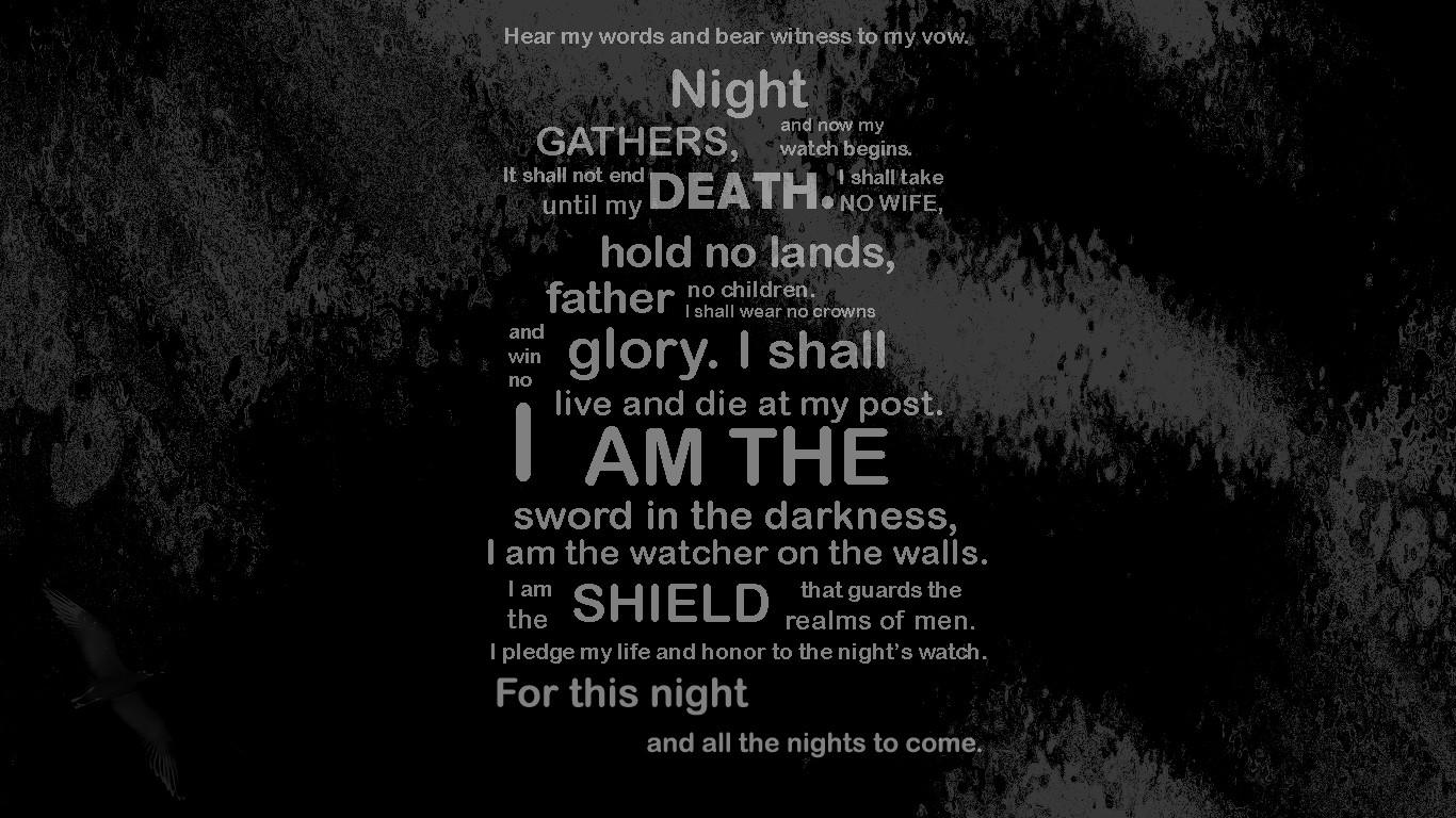 General 1366x768 Game of Thrones night crow Night's Watch typography TV series monochrome