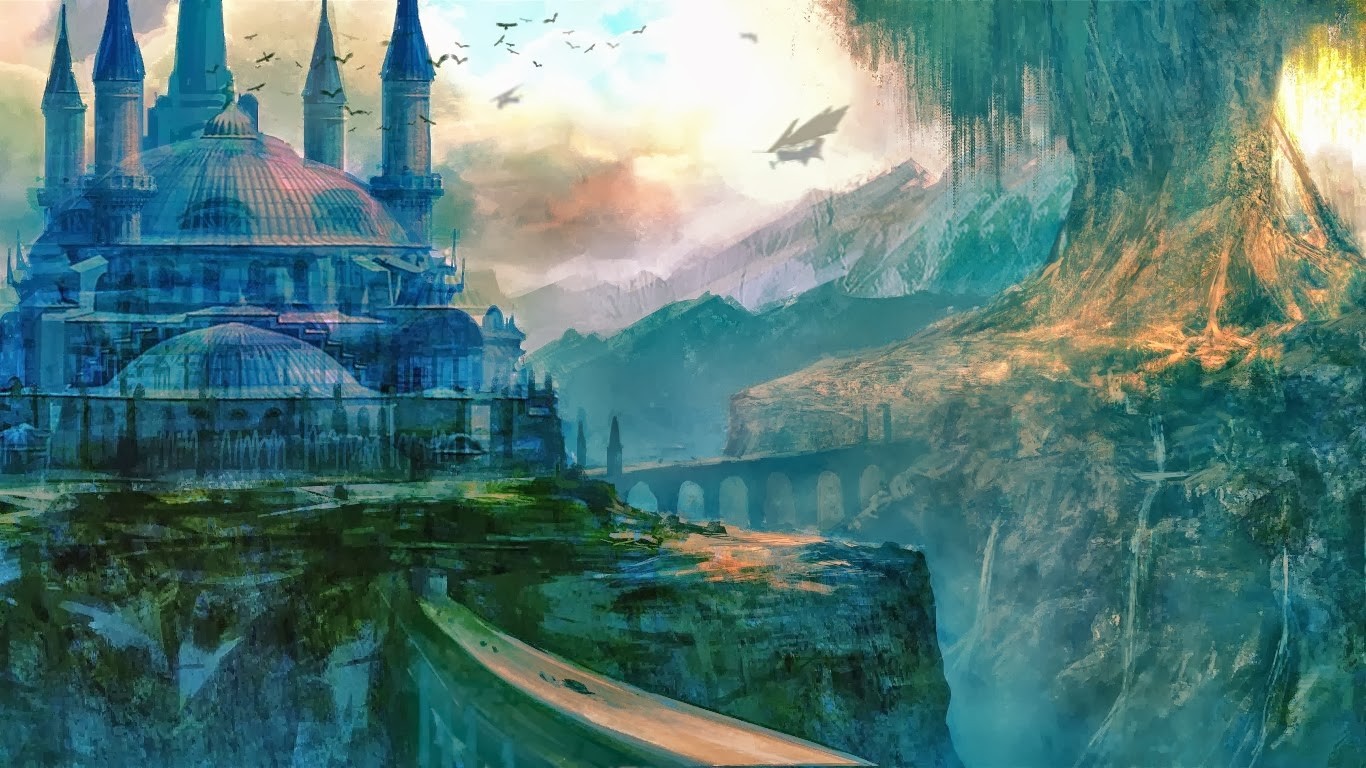 General 1366x768 fantasy art fantasy city landscape artwork
