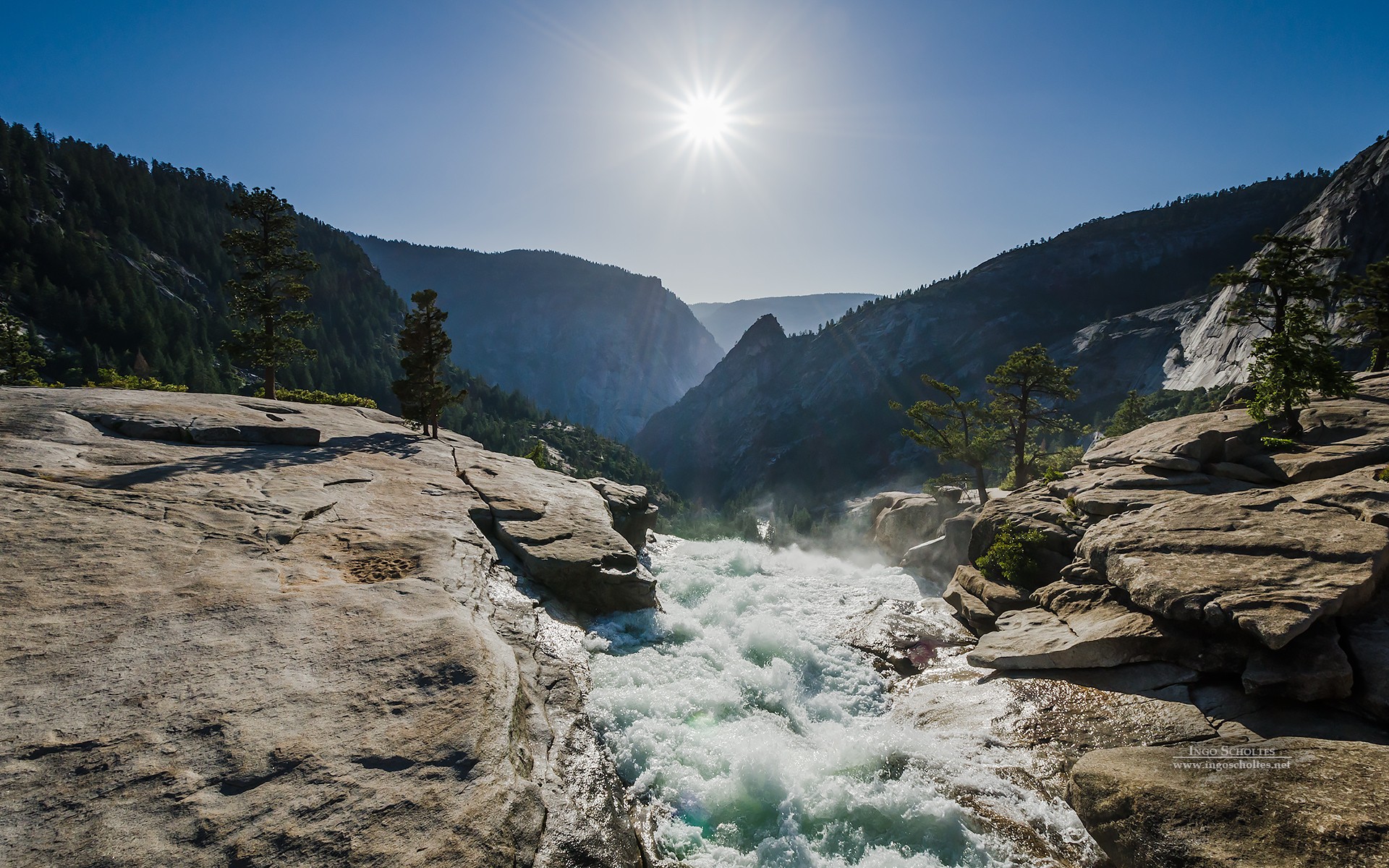 General 1920x1200 nature landscape waterfall river forest Yosemite National Park California USA Sun