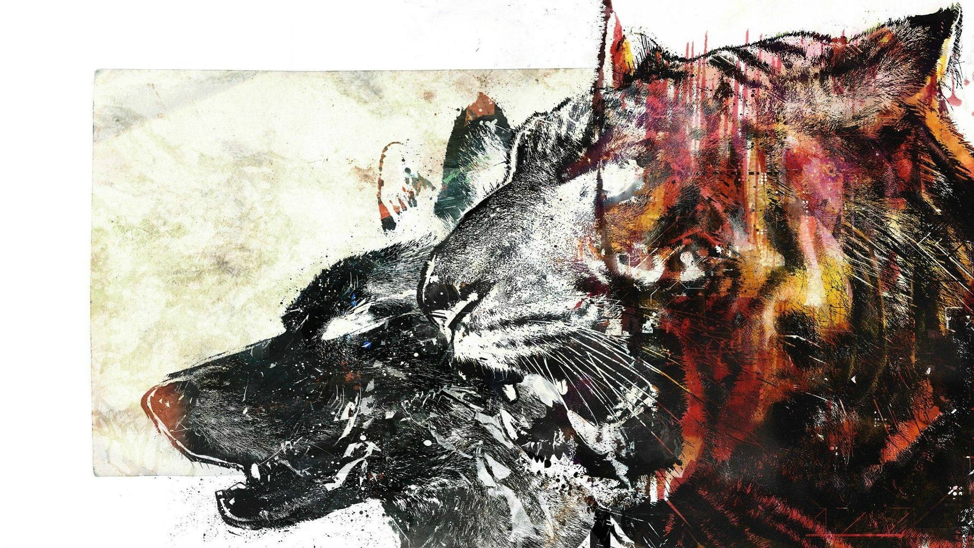 General 1920x1080 wolf digital art animals mammals simple background artwork